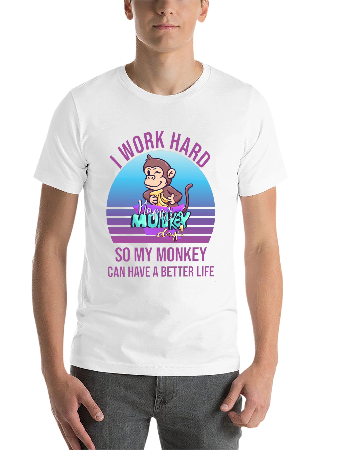 Black I Work Hard So My Monkey Can Have A Better Life Graphic Tee view 14