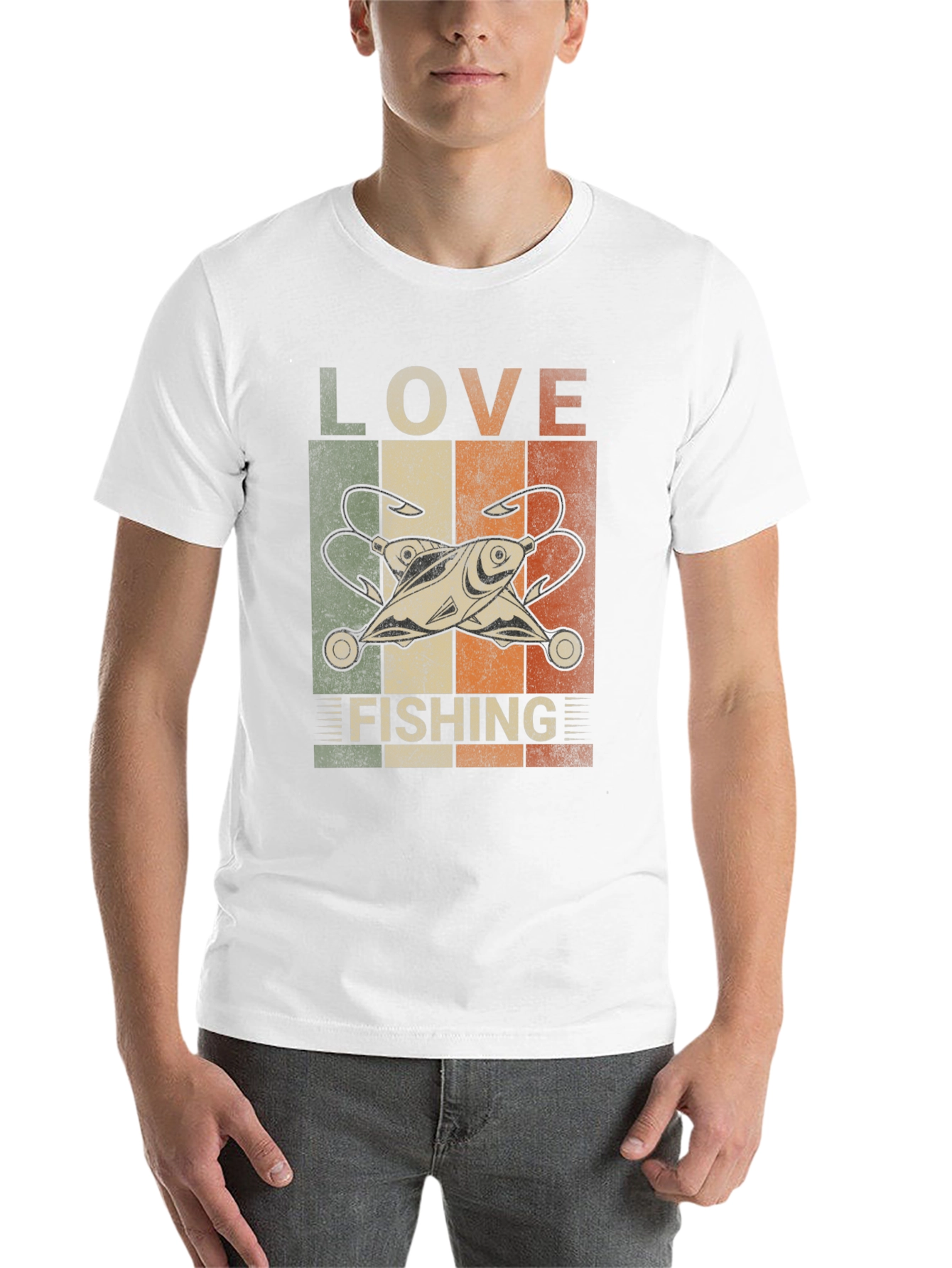 Black Love Fishing Retro Graphic T-Shirt view 14
