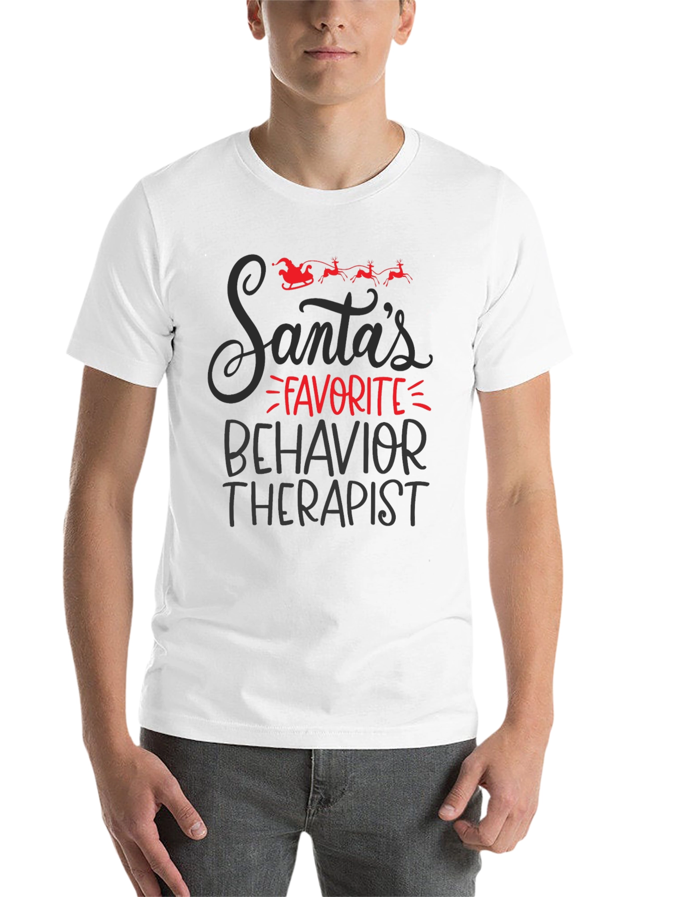 Black Santa's Favorite Behavior Therapist Graphic Tee view 14