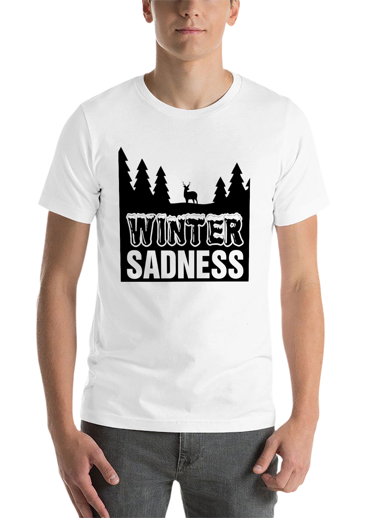Black Winter Sadness Black Graphic T-Shirt view 14