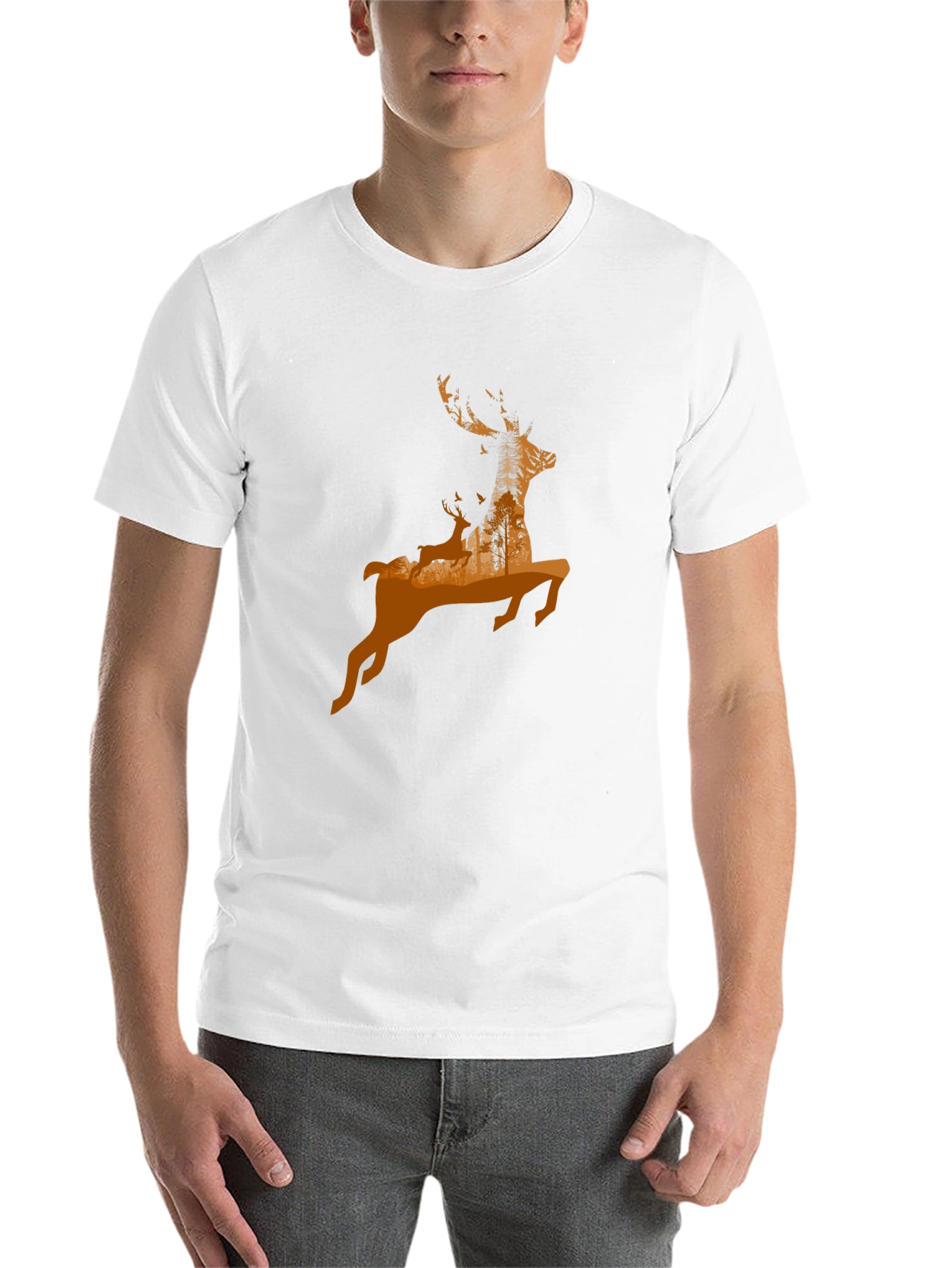 Black Deer Silhouette Graphic T-Shirt - Nature Inspired Design view 14