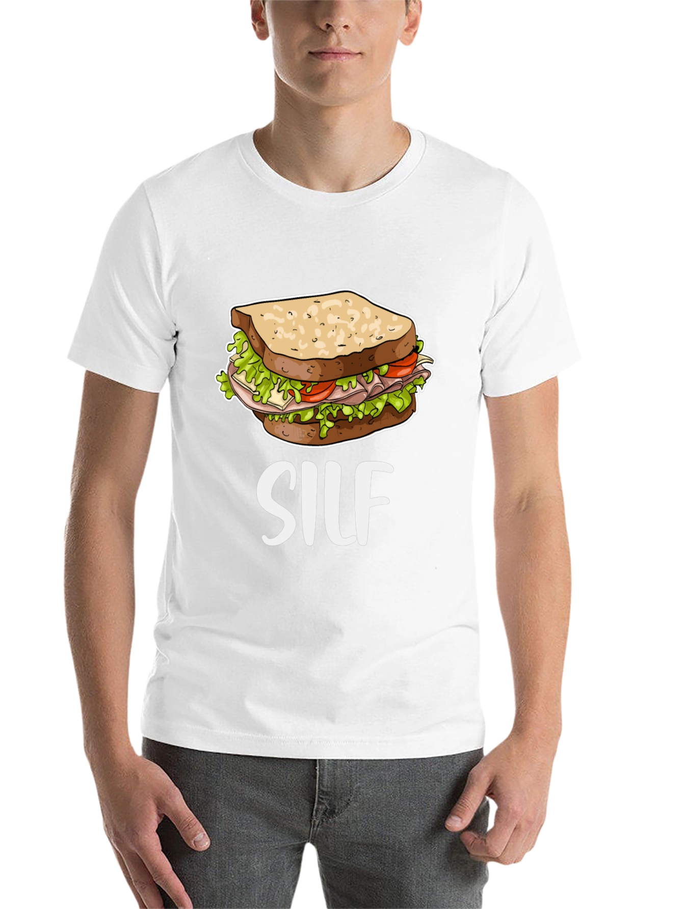 Black SILF Sandwich Funny T-Shirt view 14