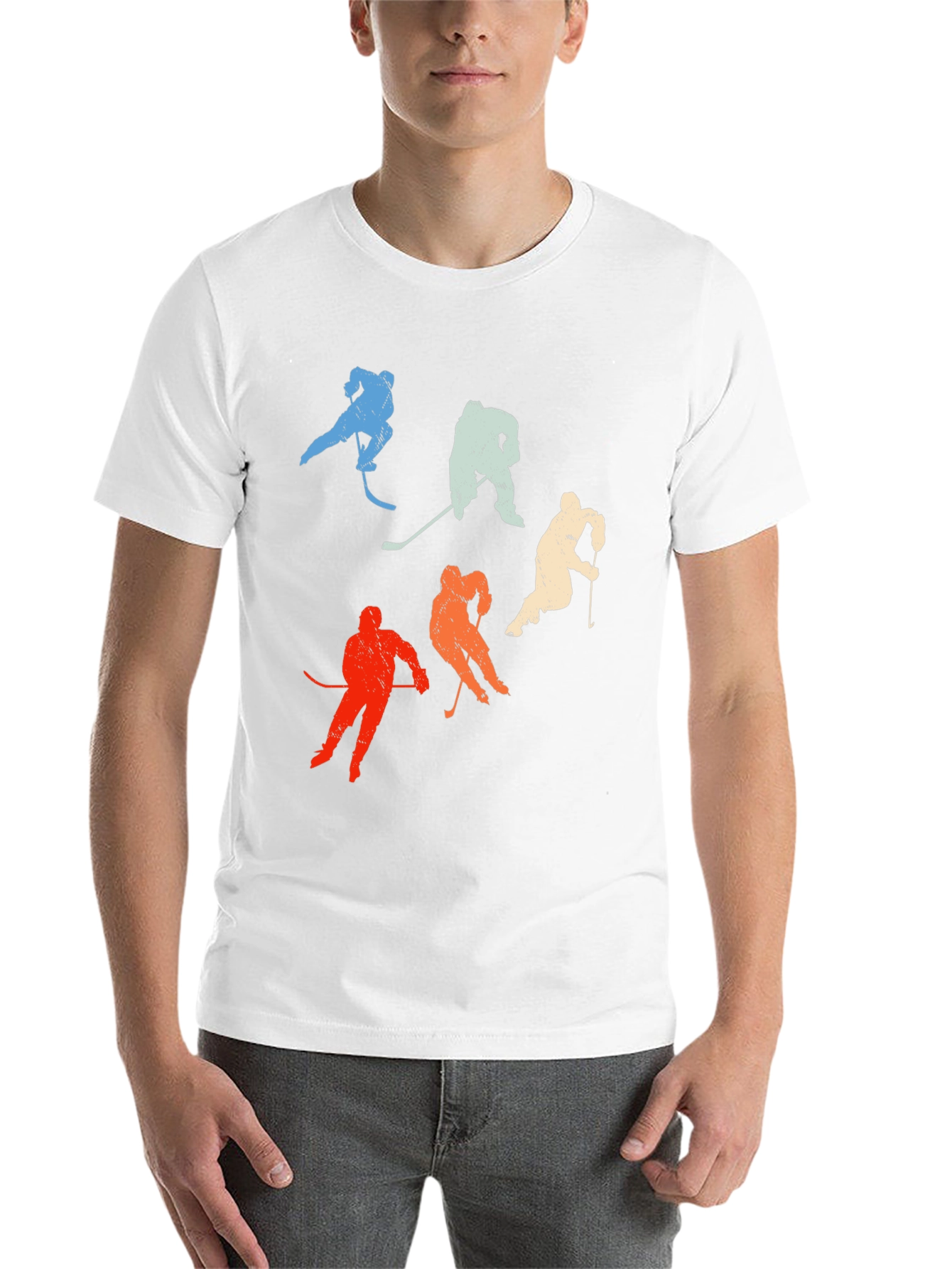 Black Retro Hockey Player T-Shirt - Vintage Style view 14