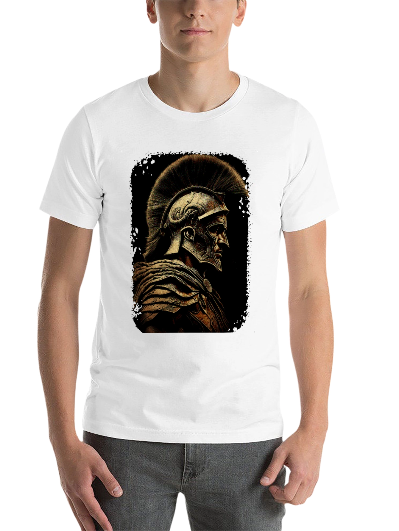 Black Warrior Graphic Tee - Spartan Helmet T-Shirt view 14
