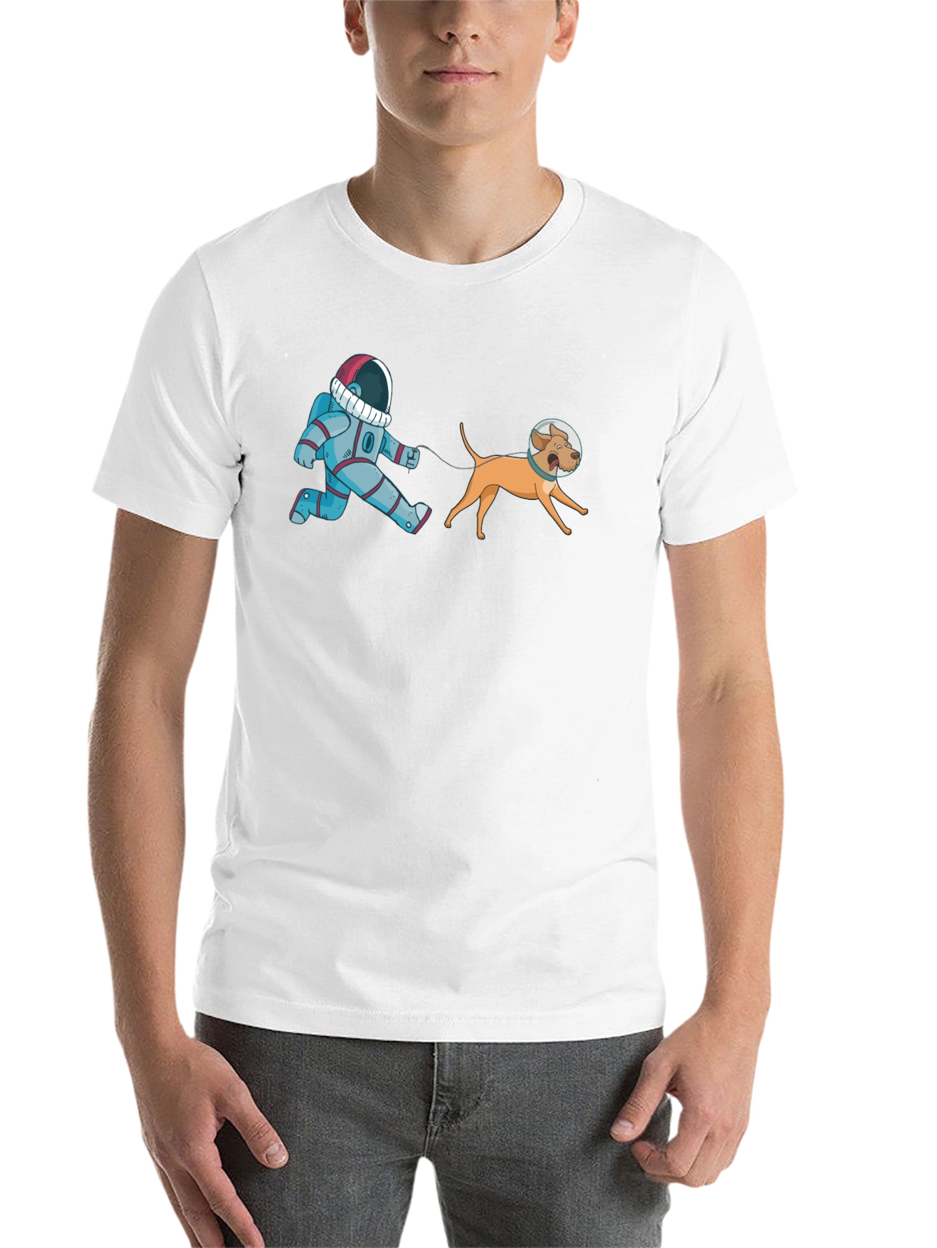 Black Astronaut Dog Walk T-Shirt - Space Adventure Tee view 14