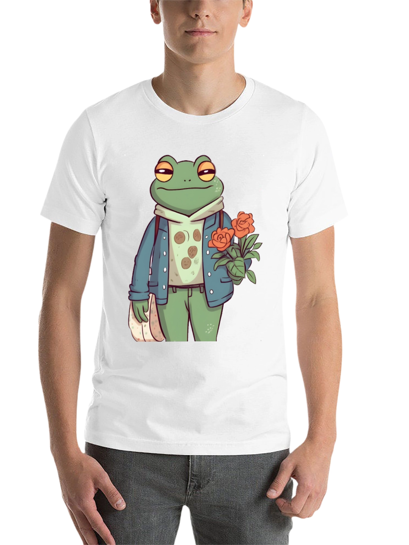 Black Stylish Frog with Flowers Graphic Tee view 14