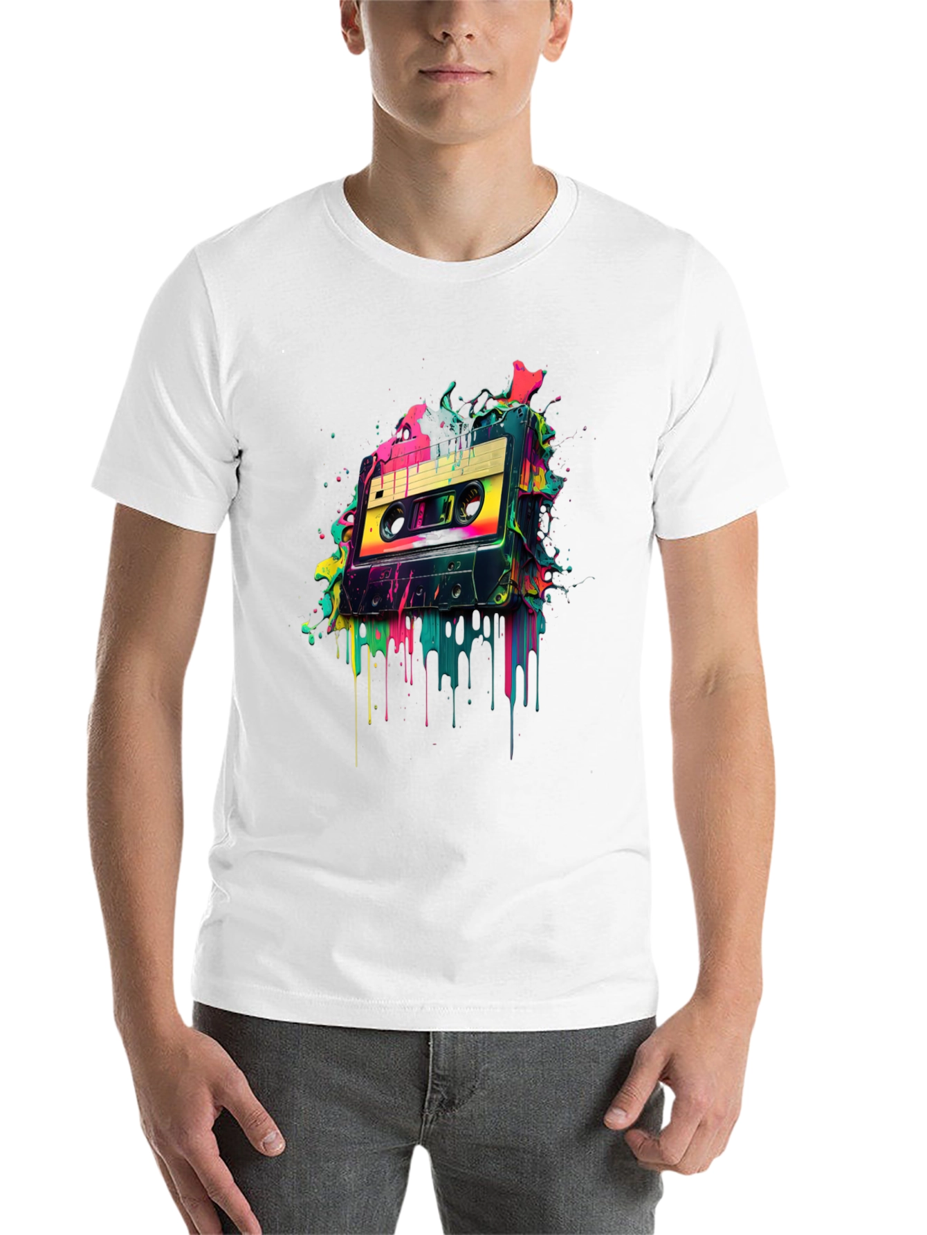 Black Retro Cassette Tape Graphic Tee - 80s Vibes view 14