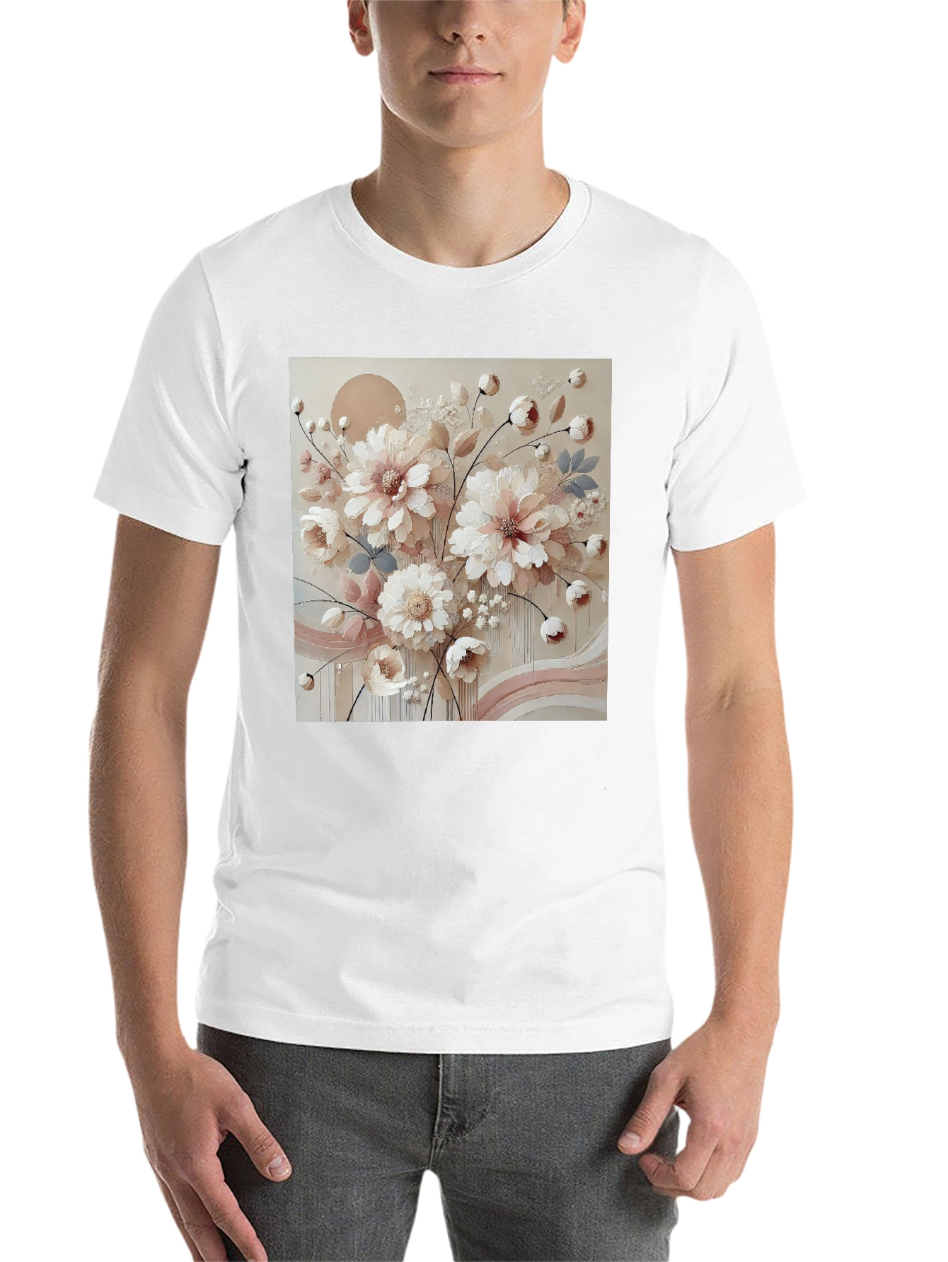 Black Floral Art Graphic Tee - Soft & Stylish view 14