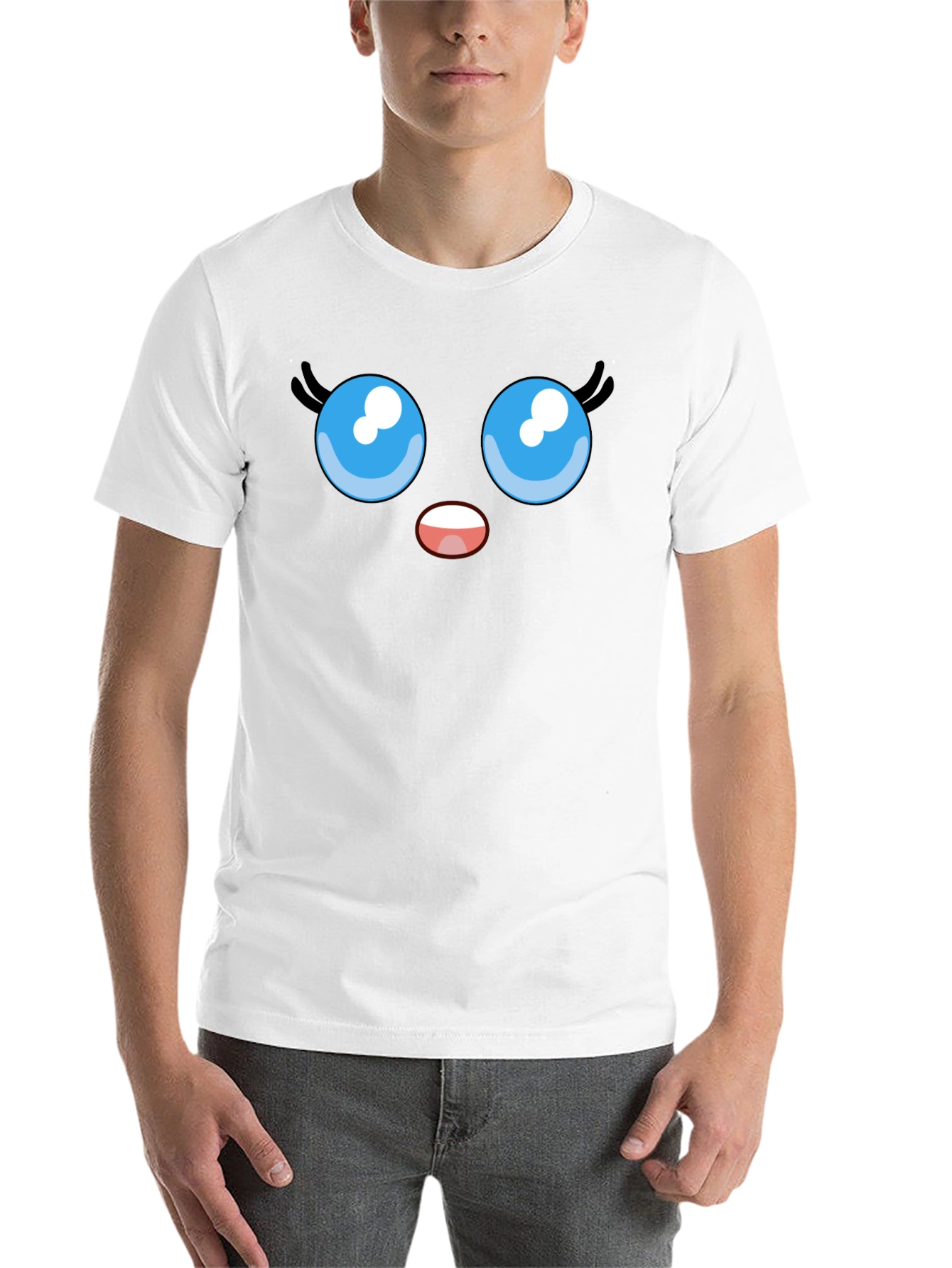 Black Cute Cartoon Face Graphic Tee view 14