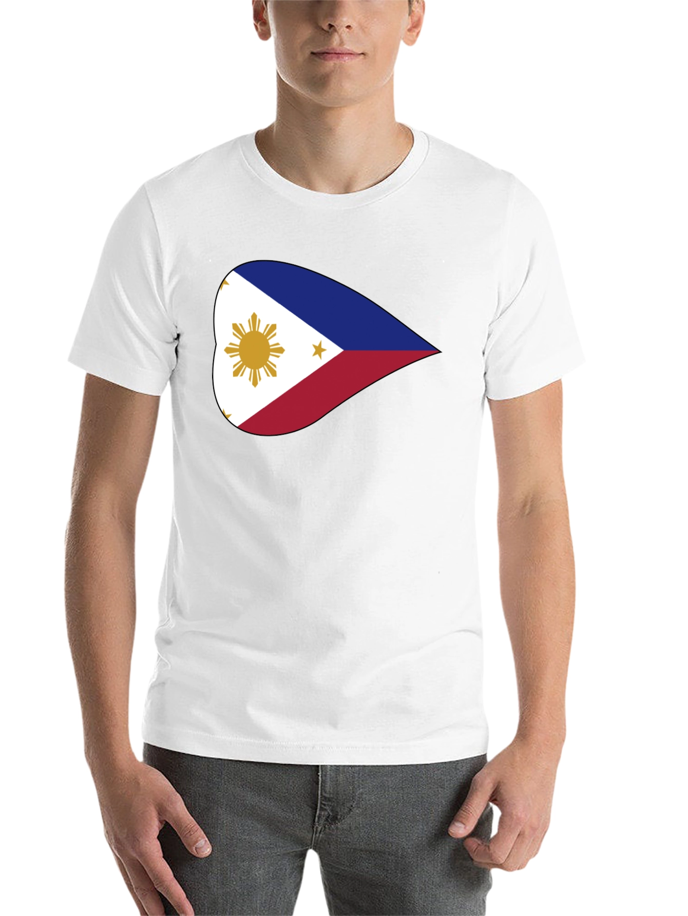 Black Philippine Flag Heart Graphic Black T-Shirt view 14