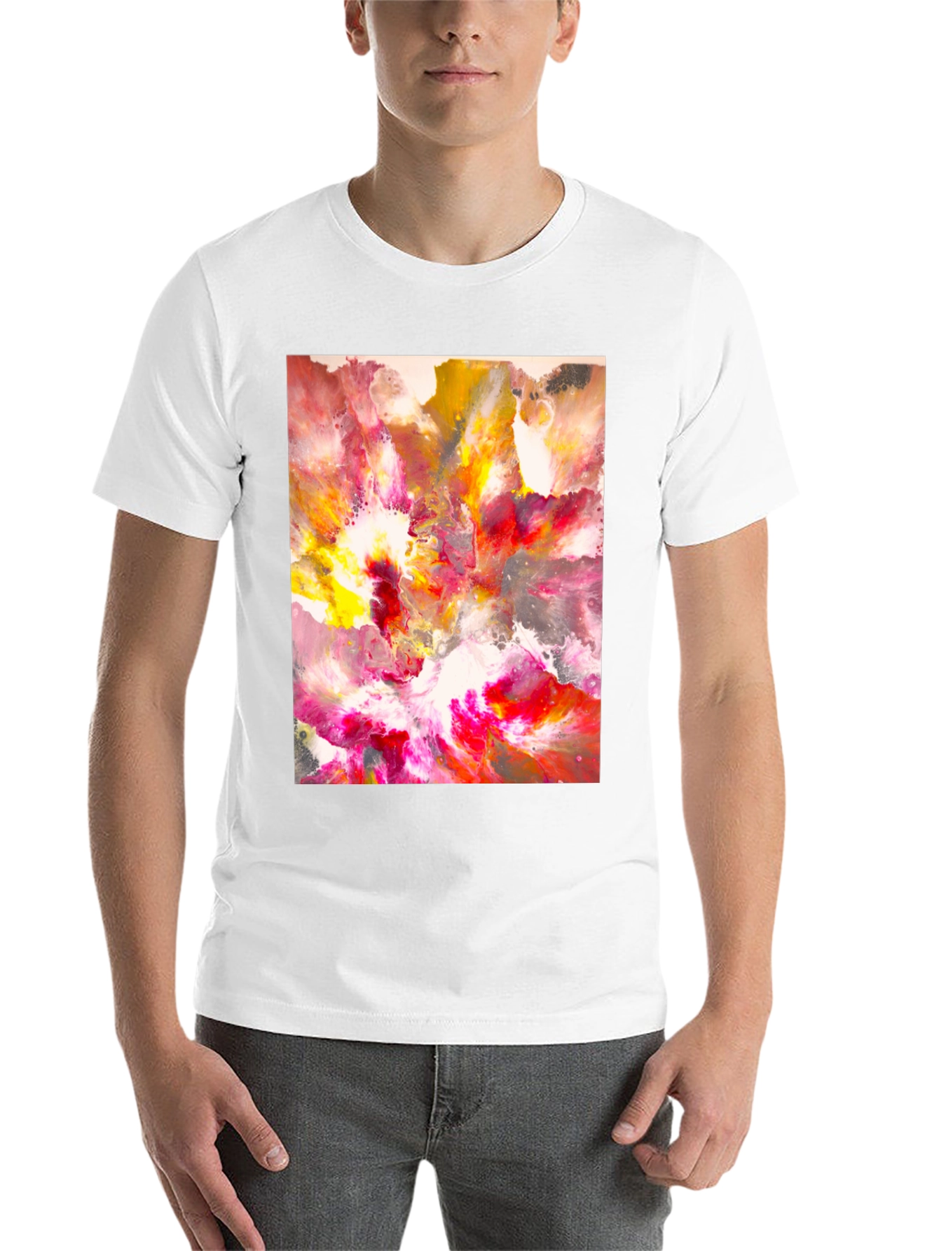 Black Abstract Art Tee - Vibrant Colors, Unique Design view 14