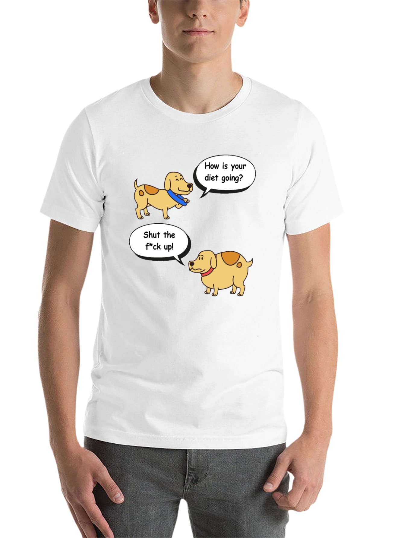 Black Funny Diet Dog Cartoon T-Shirt view 14