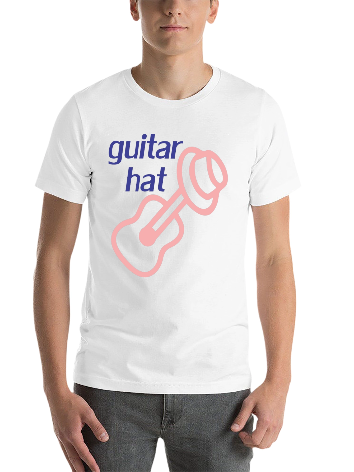 Black Guitar Hat Graphic Tee - Black Cotton T-Shirt view 14