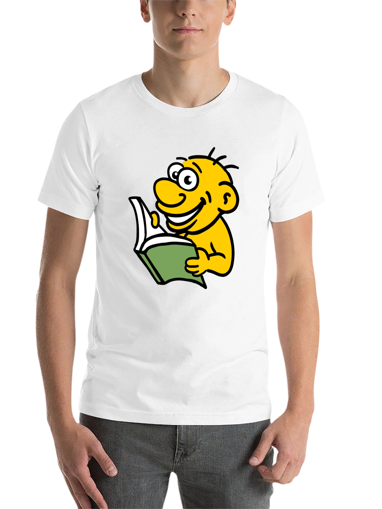 Black Cartoon Character Reading T-Shirt view 14