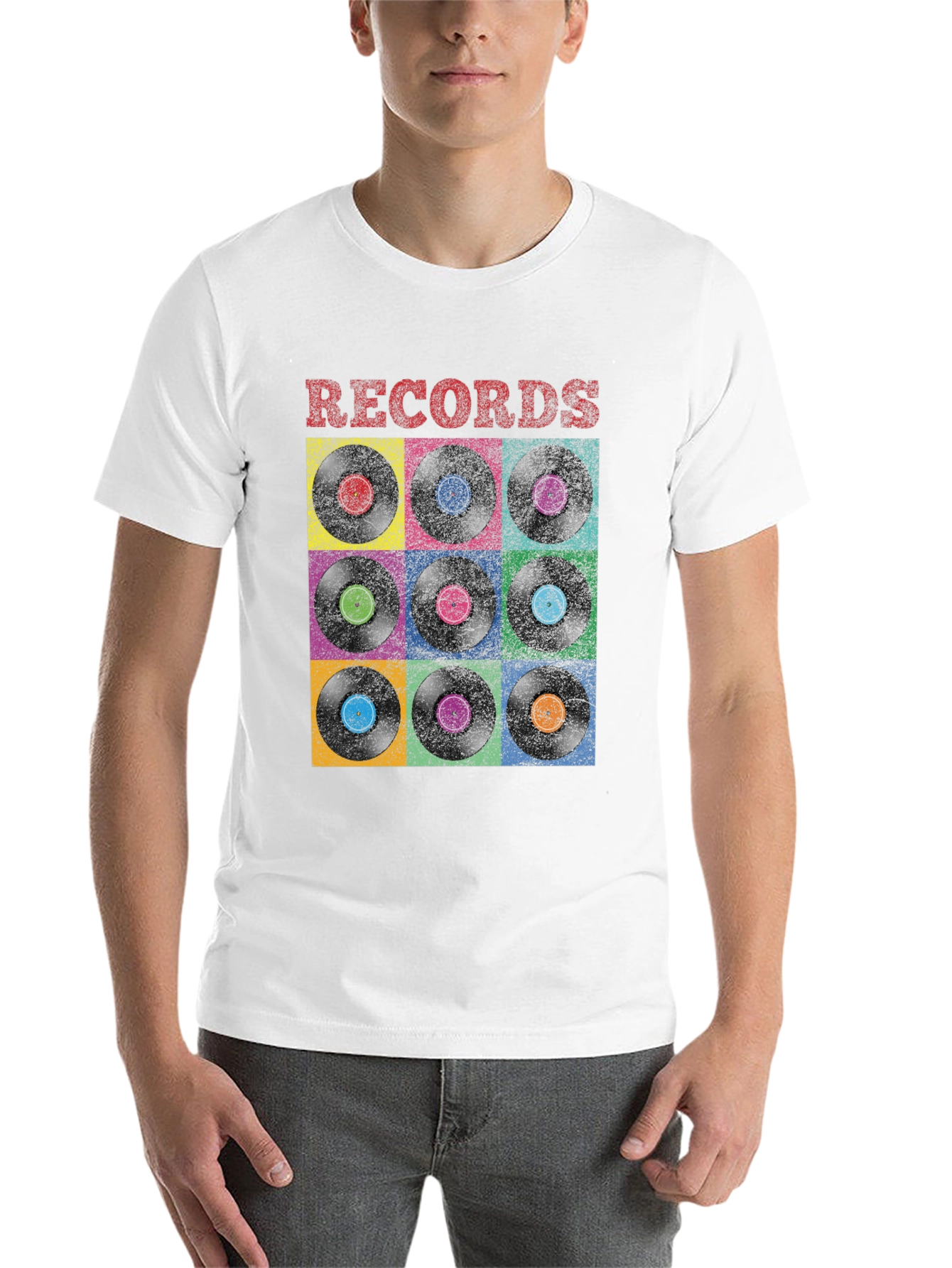 Black Retro Vinyl Record Graphic T-Shirt view 14