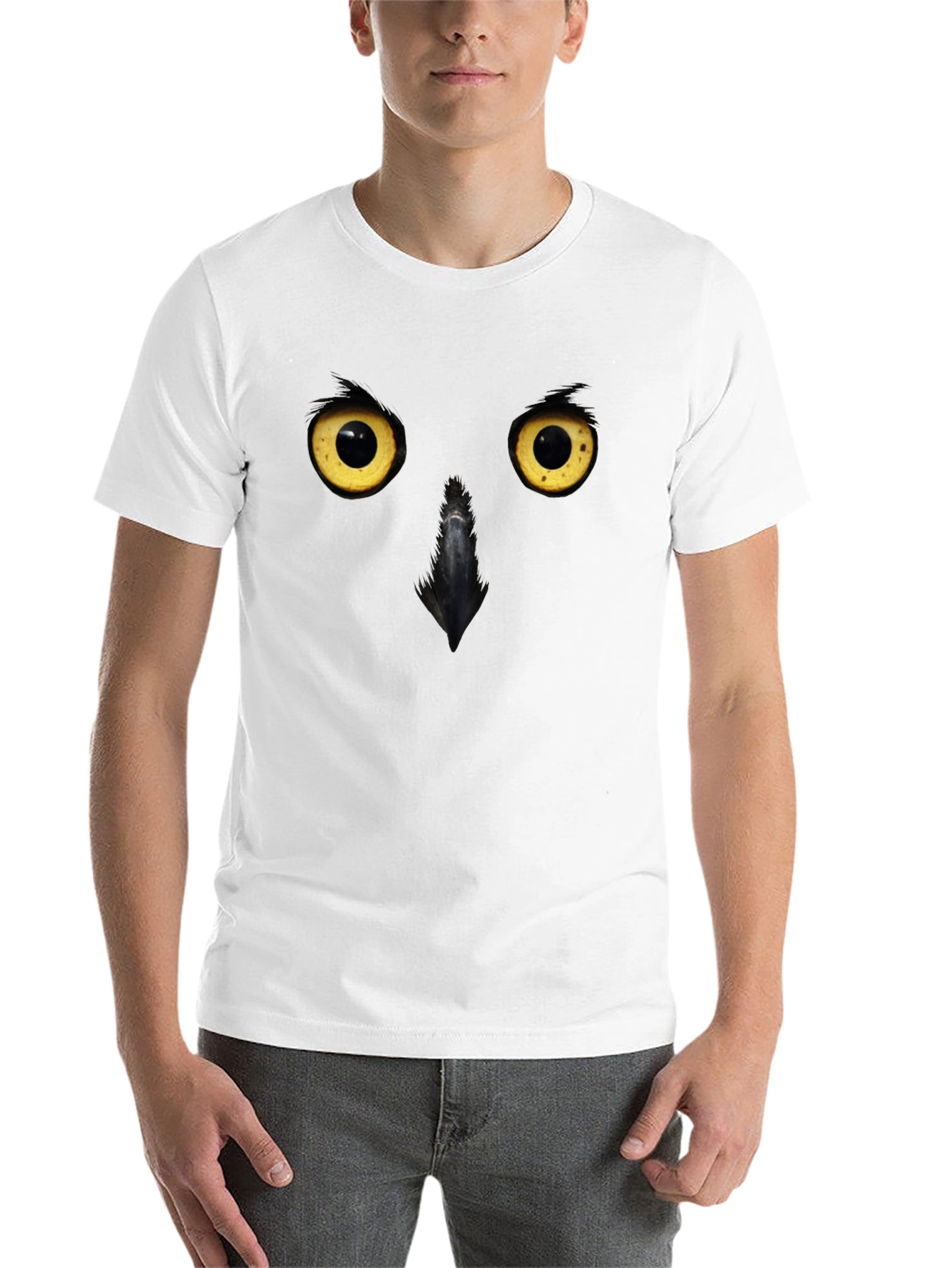 Black Men's Owl Face Graphic Black T-Shirt view 14
