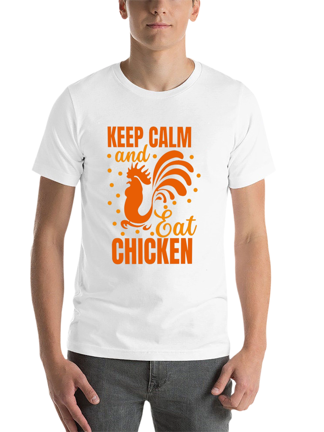 Black Keep Calm Eat Chicken Black Graphic T-Shirt view 14