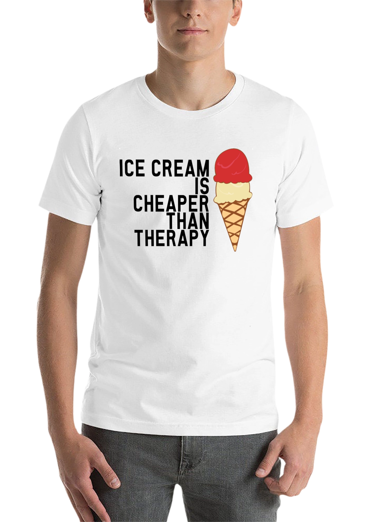 Black Ice Cream Cheaper Than Therapy Graphic Tee view 14