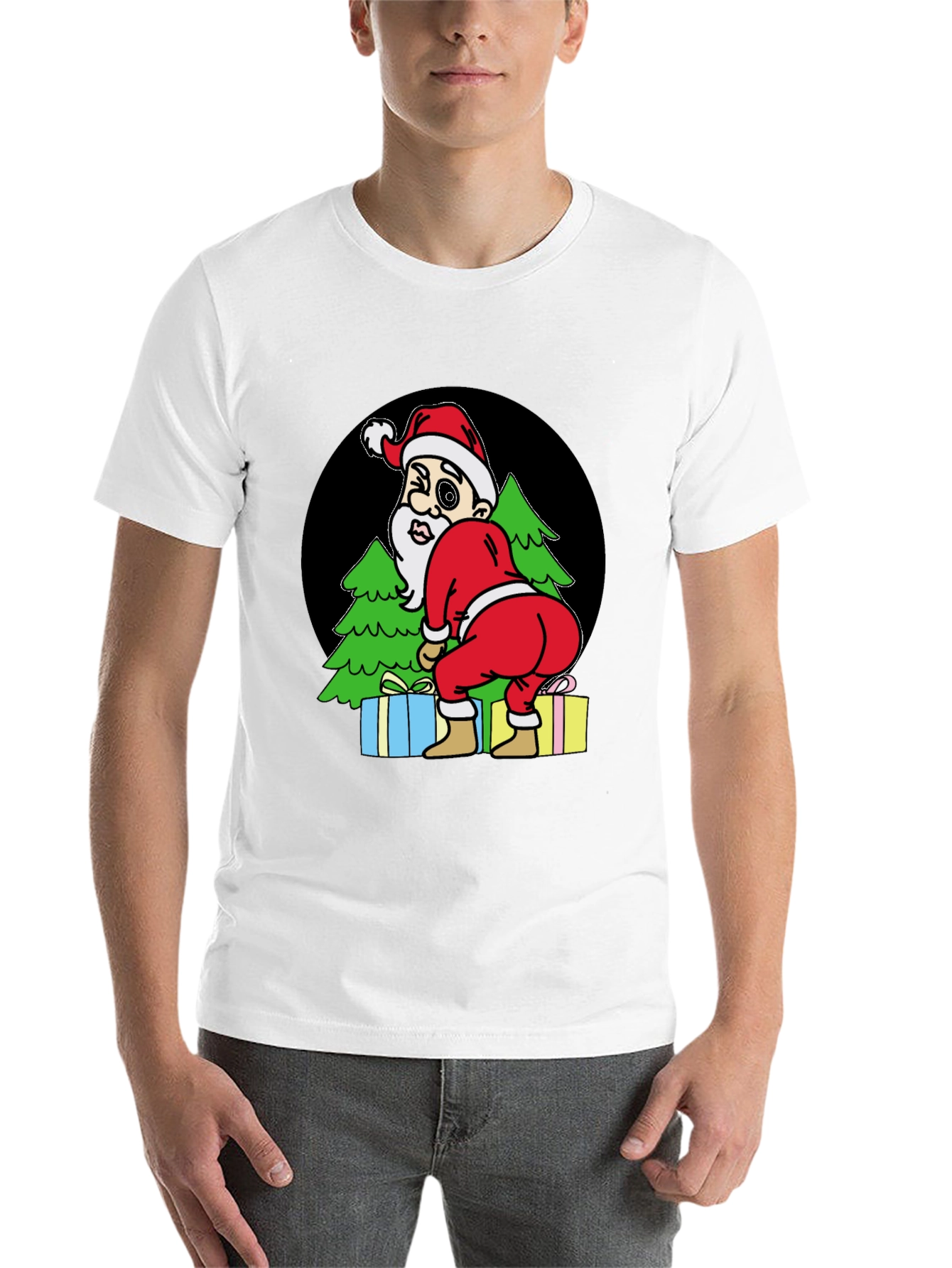 Black Funny Santa T-Shirt - Cheeky Christmas Tee view 14