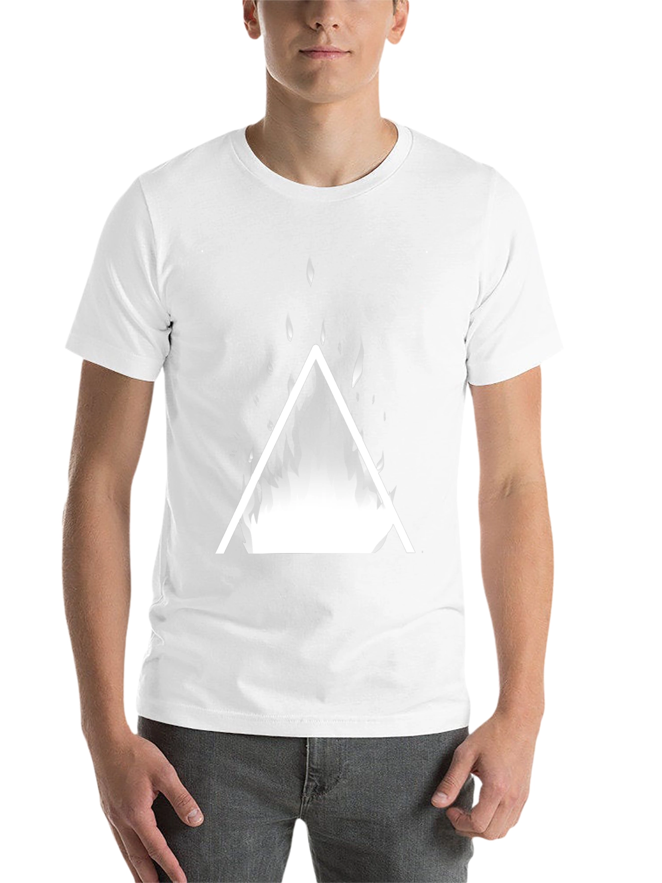 Black Geometric Fire Triangle Graphic Tee view 14