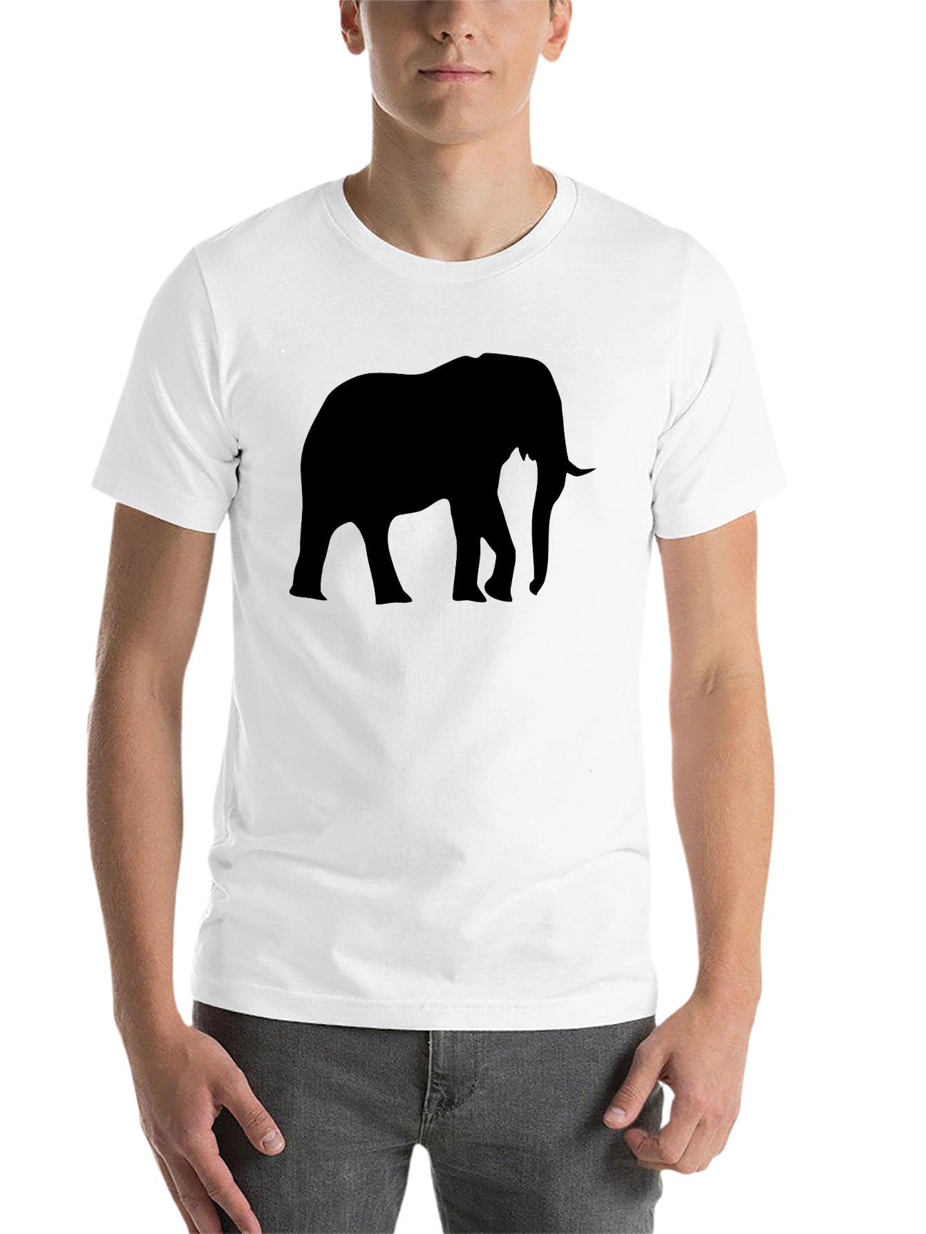 Black Elephant Silhouette Graphic Tee - Black Cotton Blend view 14