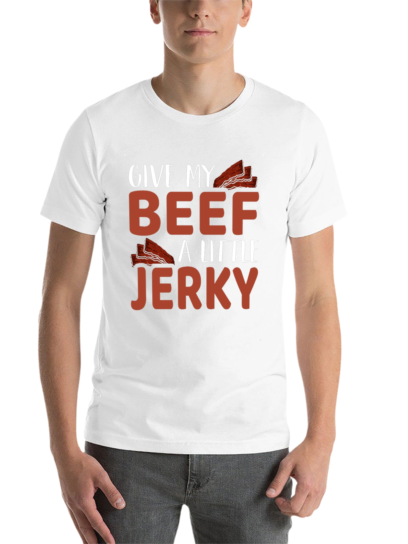 Black Funny Beef Jerky T-Shirt - "Give My Beef A Little Jerky" view 14