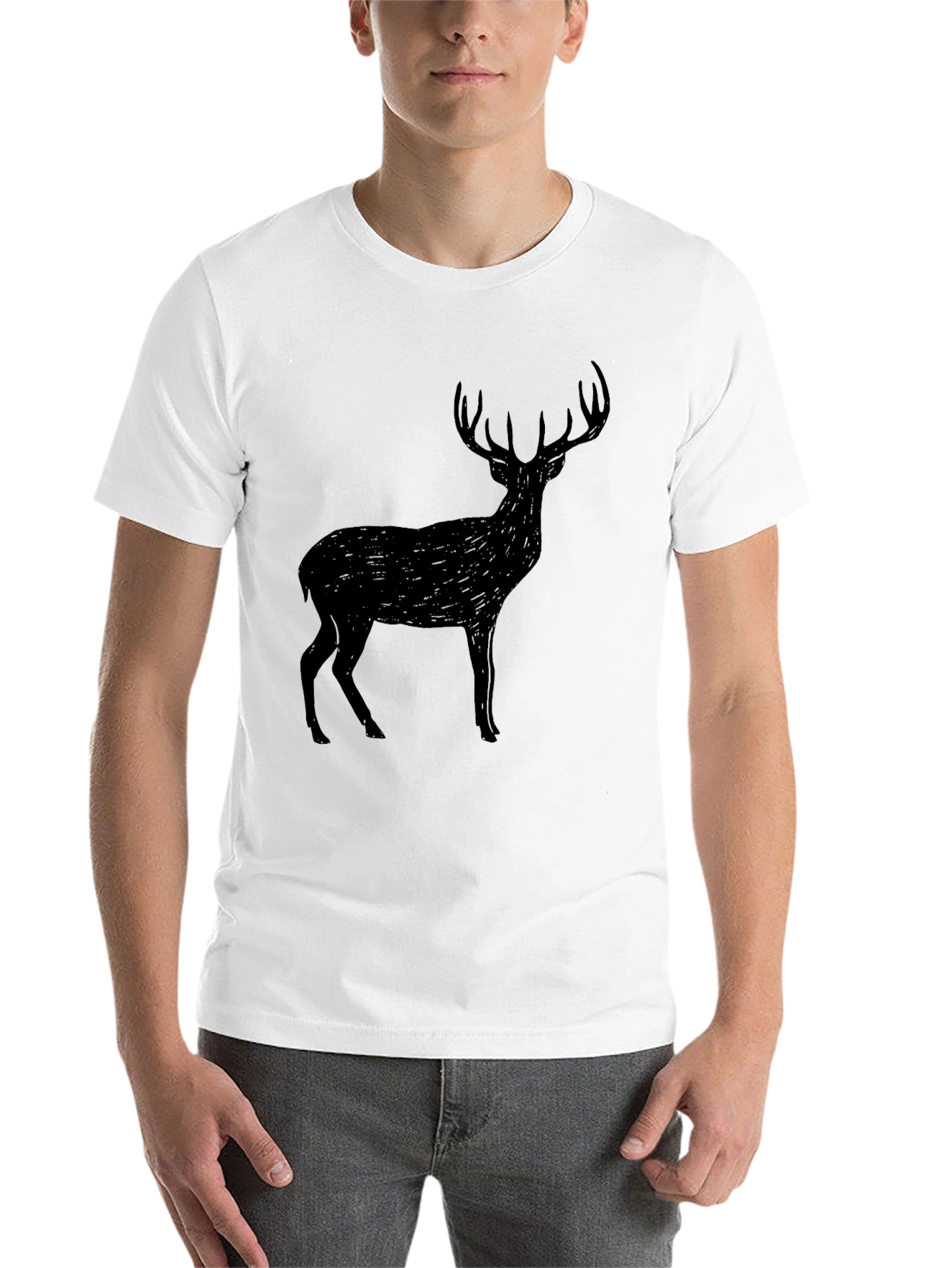 Black Black Deer Graphic T-Shirt - Men's Casual Tee view 14