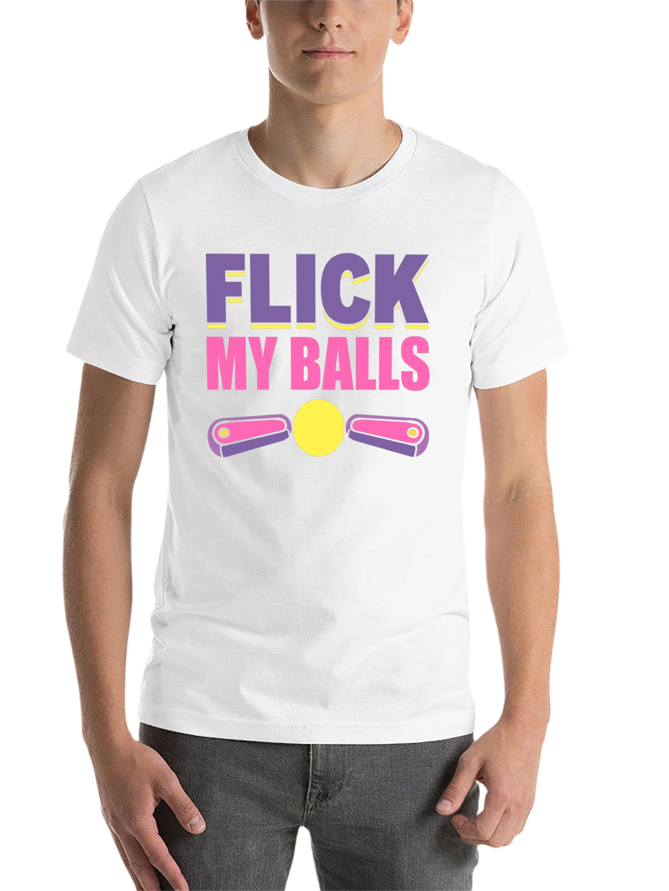 Black Flick My Balls Pinball Humor T-Shirt view 14
