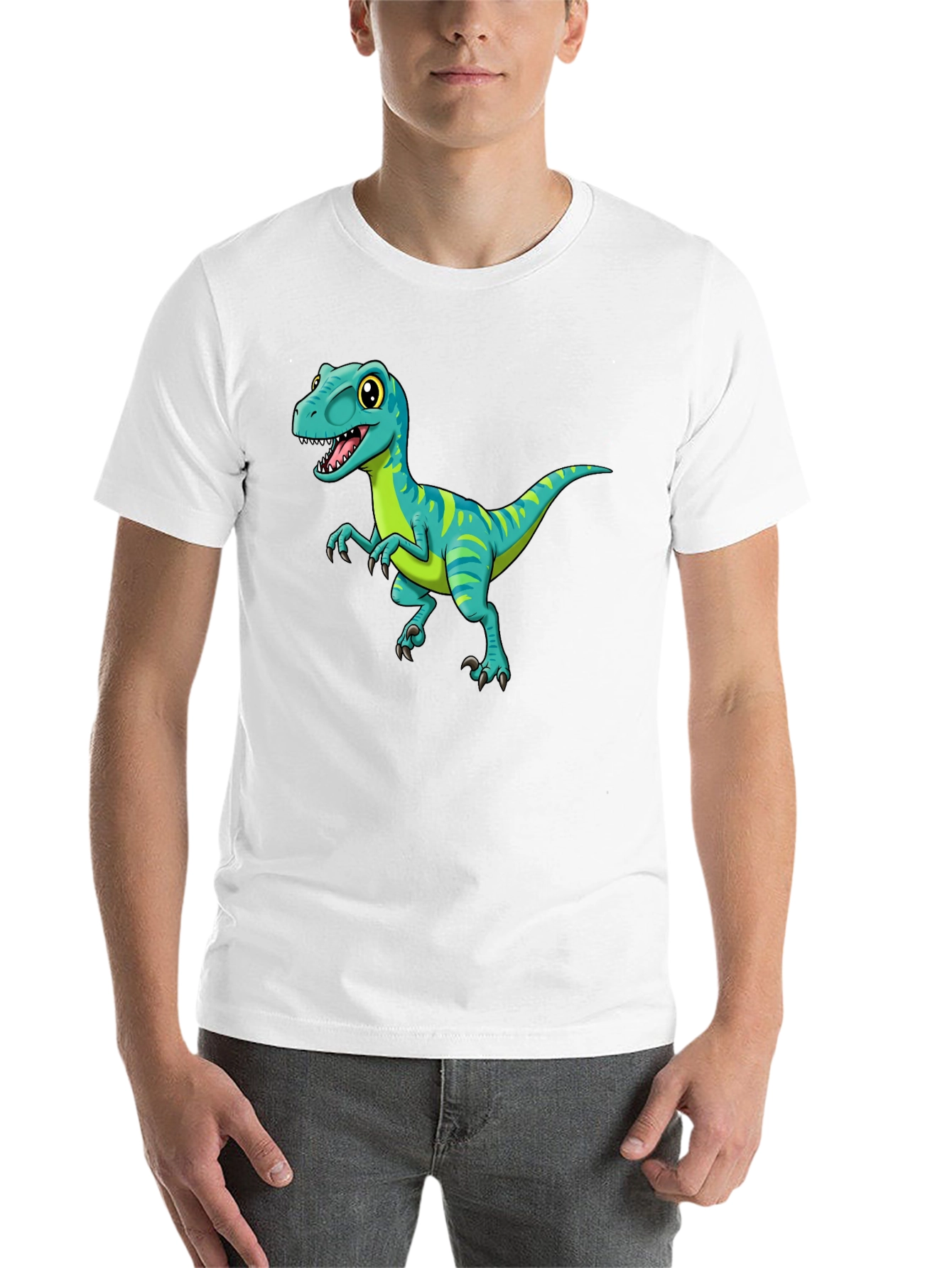 Black Cartoon Dinosaur Graphic Tee - Black view 14