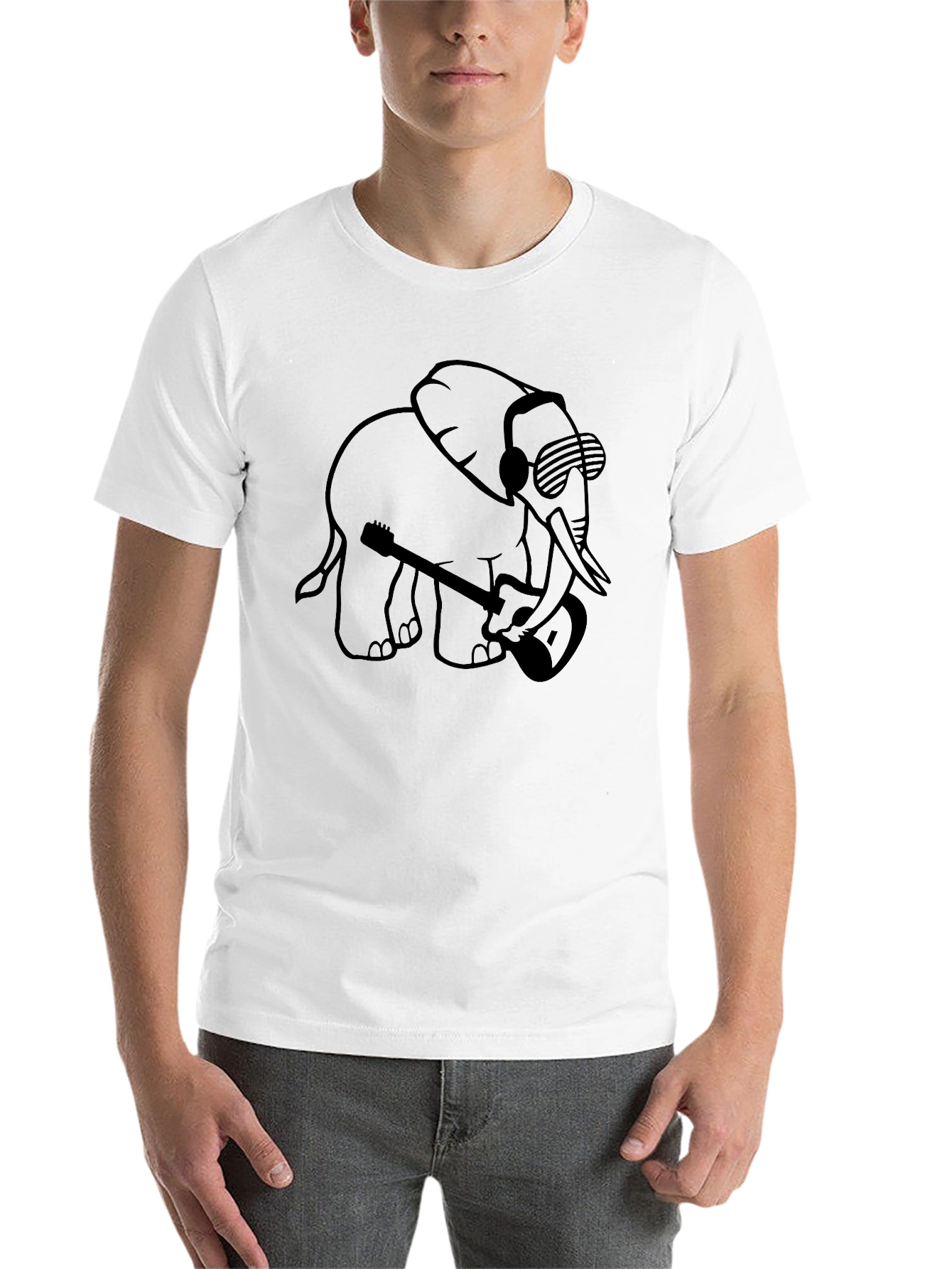 Black Elephant Guitar Player Graphic T-Shirt - Black view 14