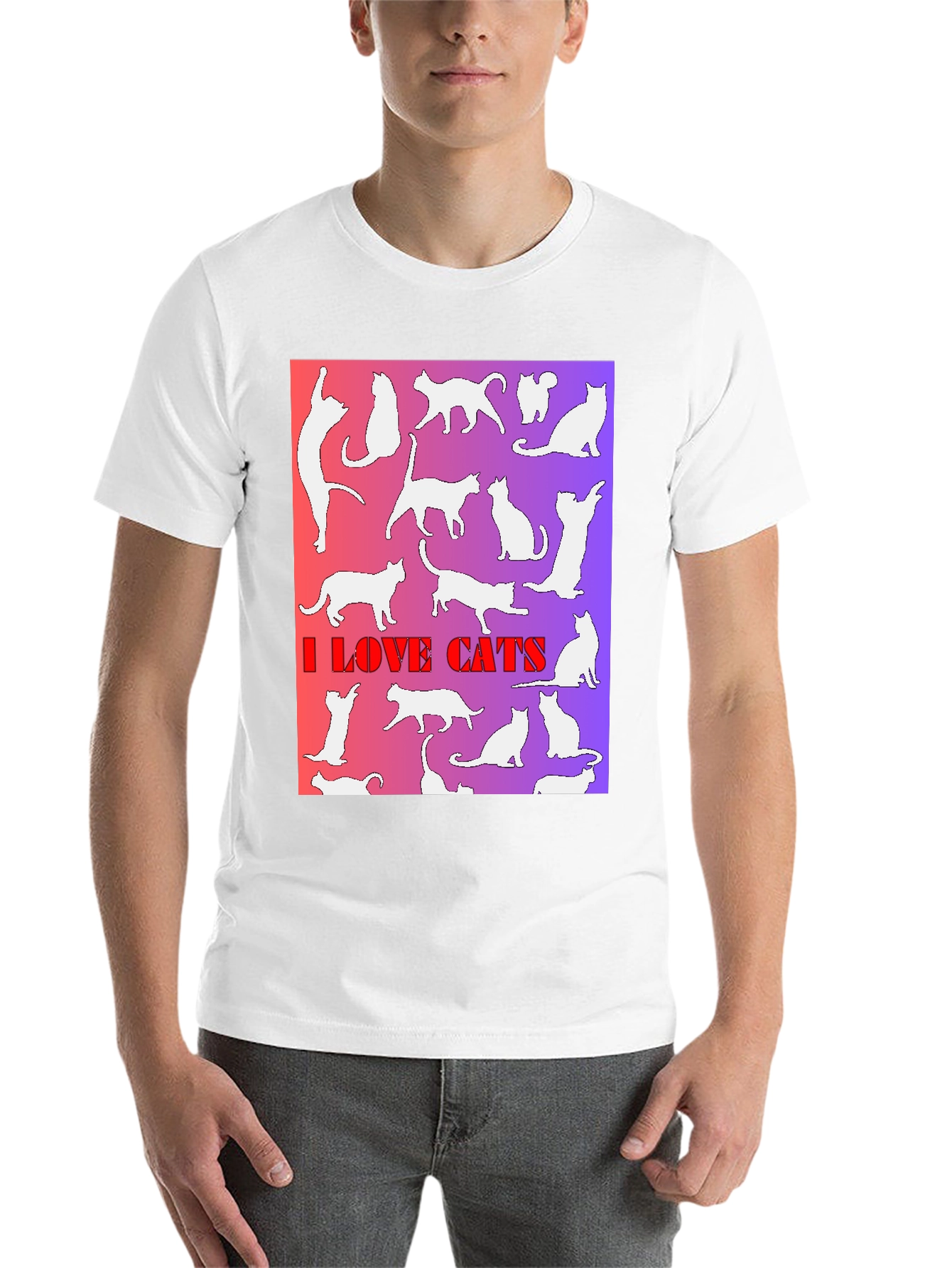 Black I Love Cats T-Shirt view 14