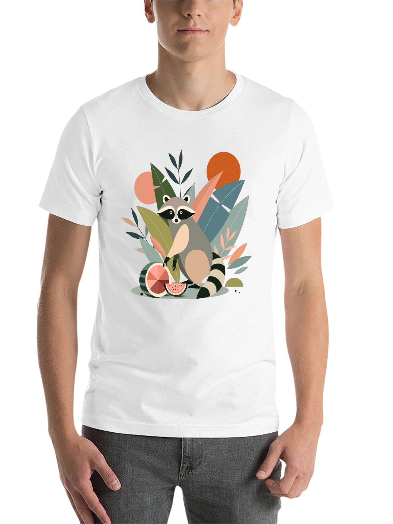 Black Whimsical Raccoon Graphic T-Shirt - Unique Design view 14