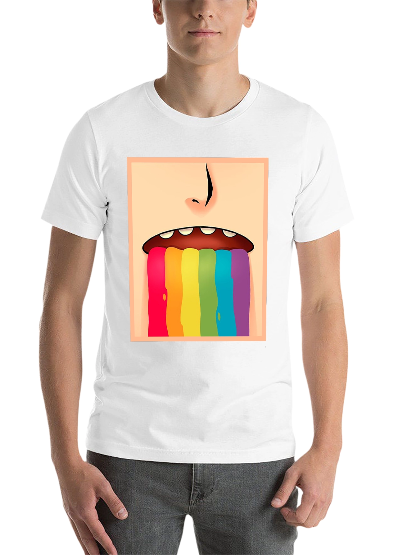Black Rainbow Vomit Graphic Tee - Black Cotton Comfort view 14