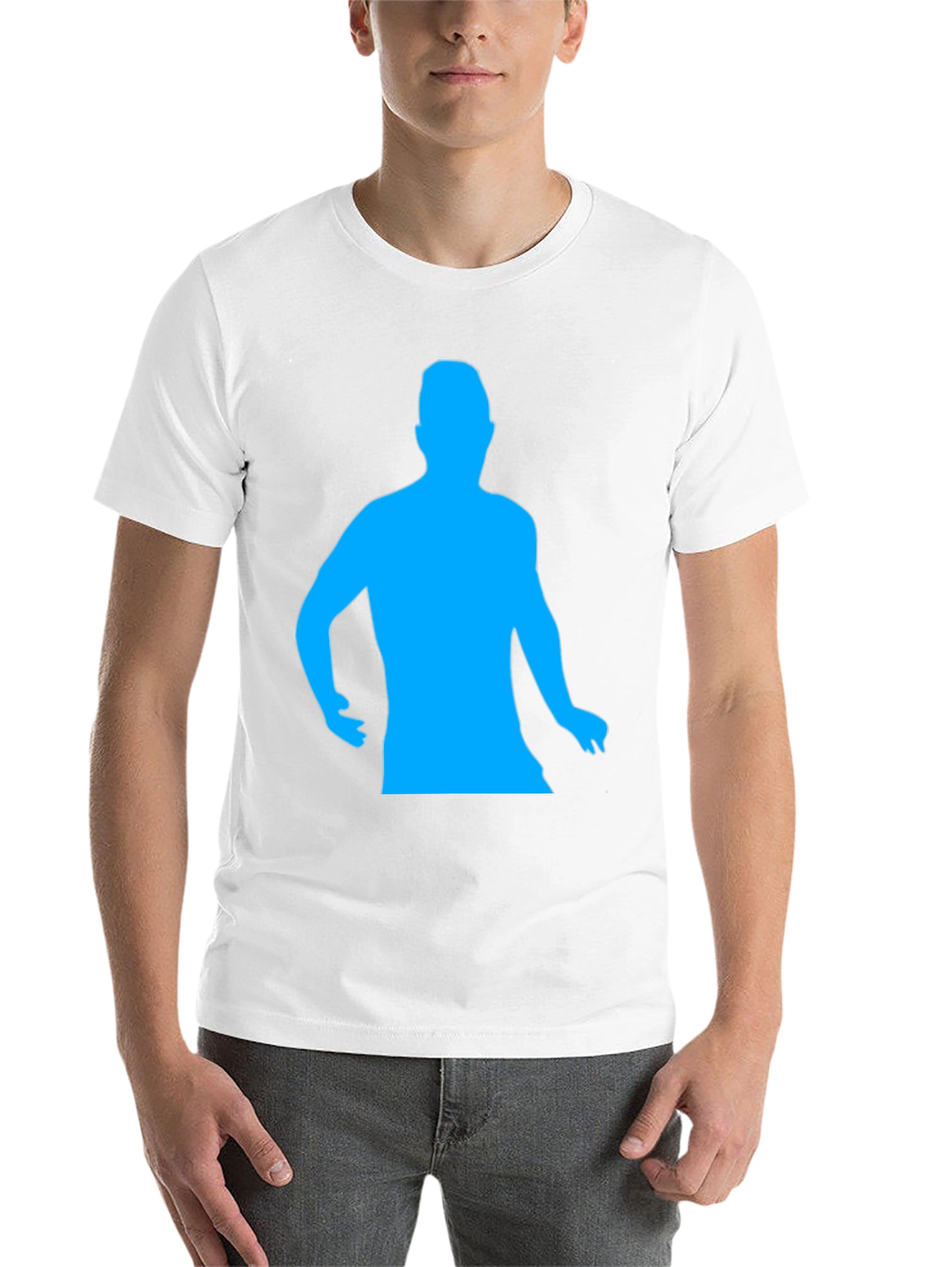 Black Cool Black T-Shirt with Blue Silhouette view 14