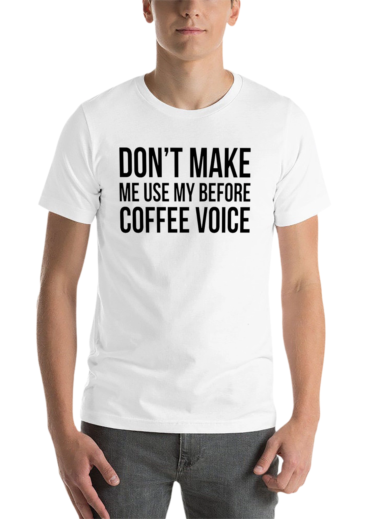Black Don't Make Me Use My Before Coffee Voice Tee view 14