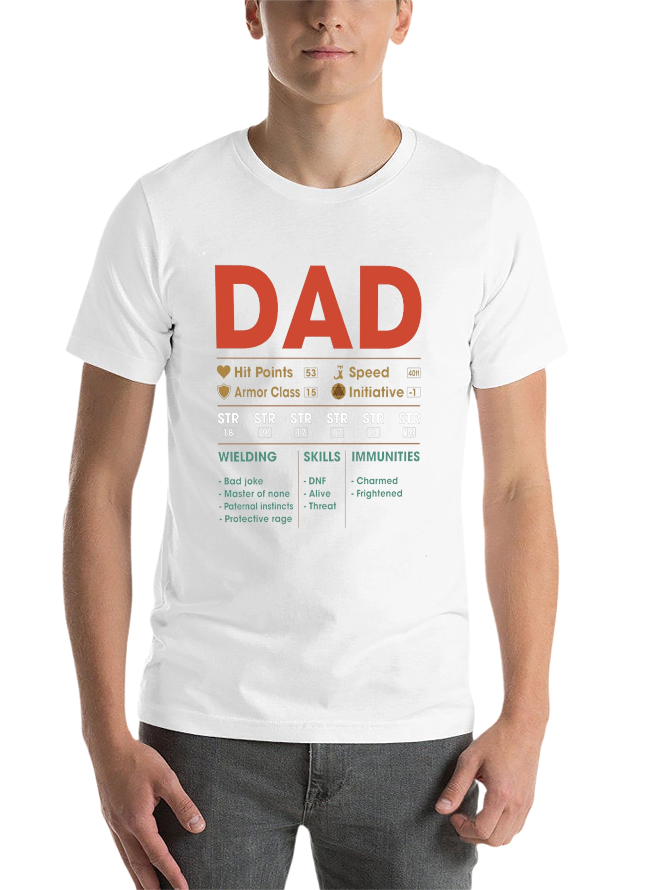 Black DAD RPG Stats T-Shirt view 14
