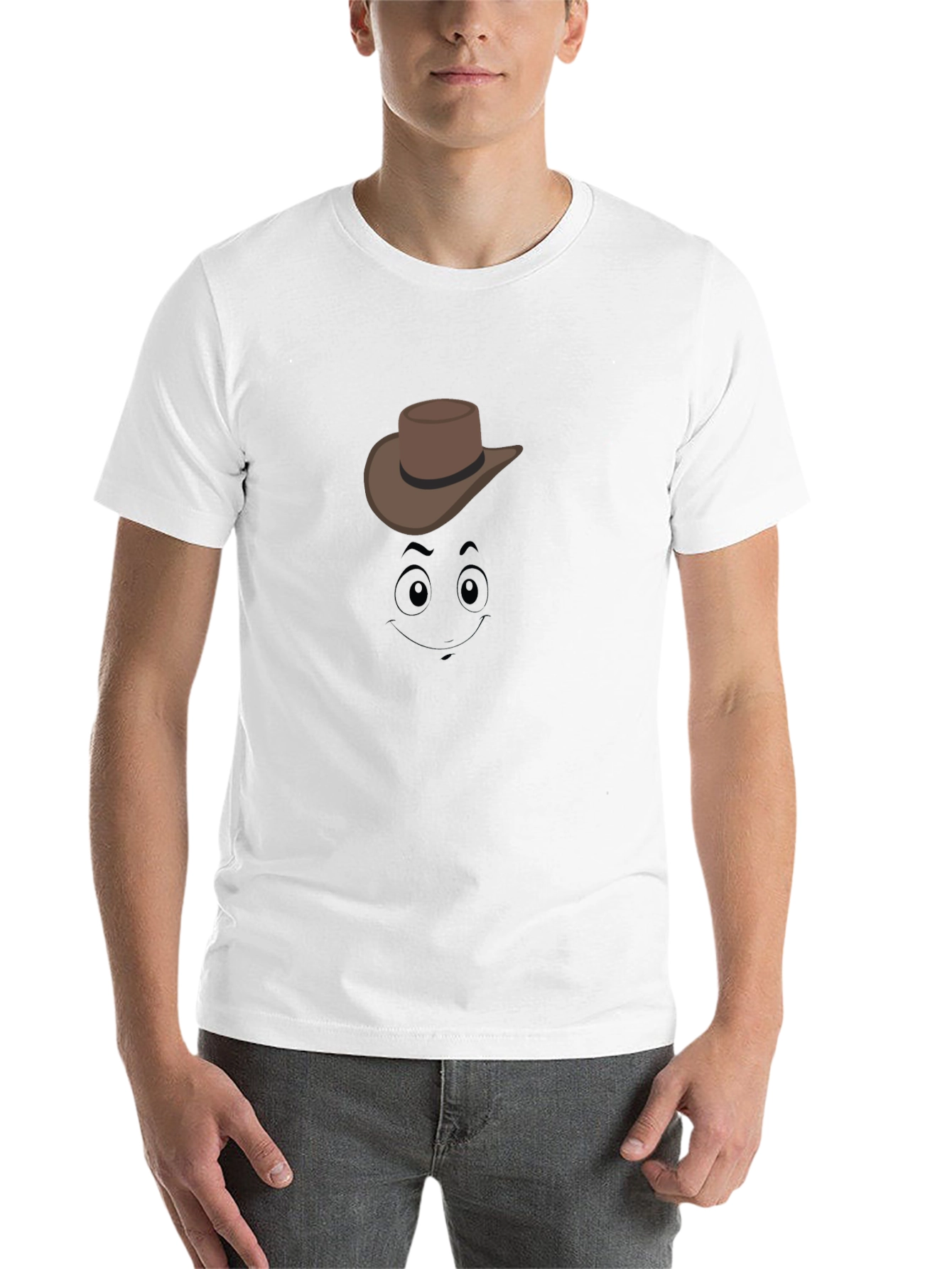 Black Cartoon Cowboy Graphic Tee - Black Cotton T-Shirt view 14