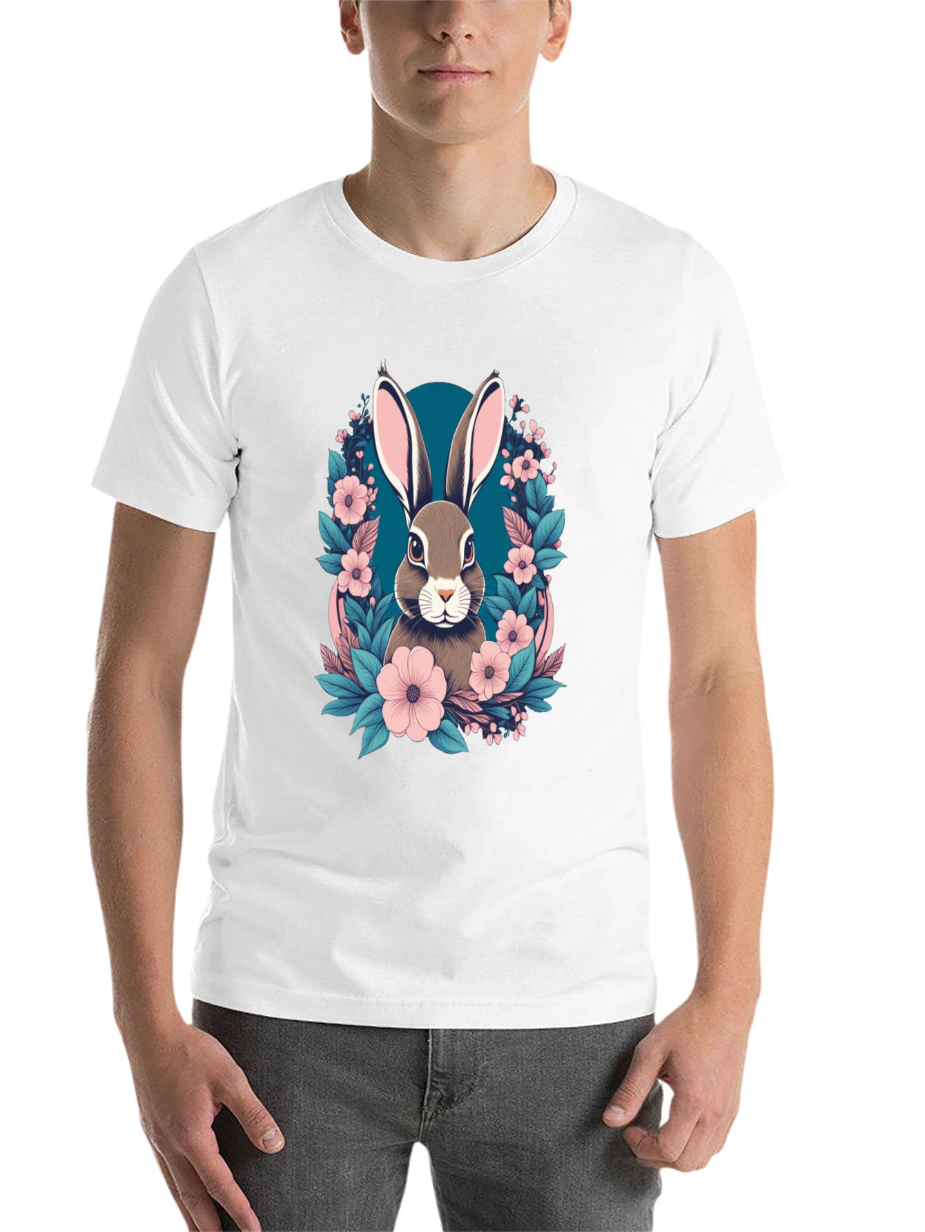 Black Floral Bunny Graphic Tee - Easter Style view 14