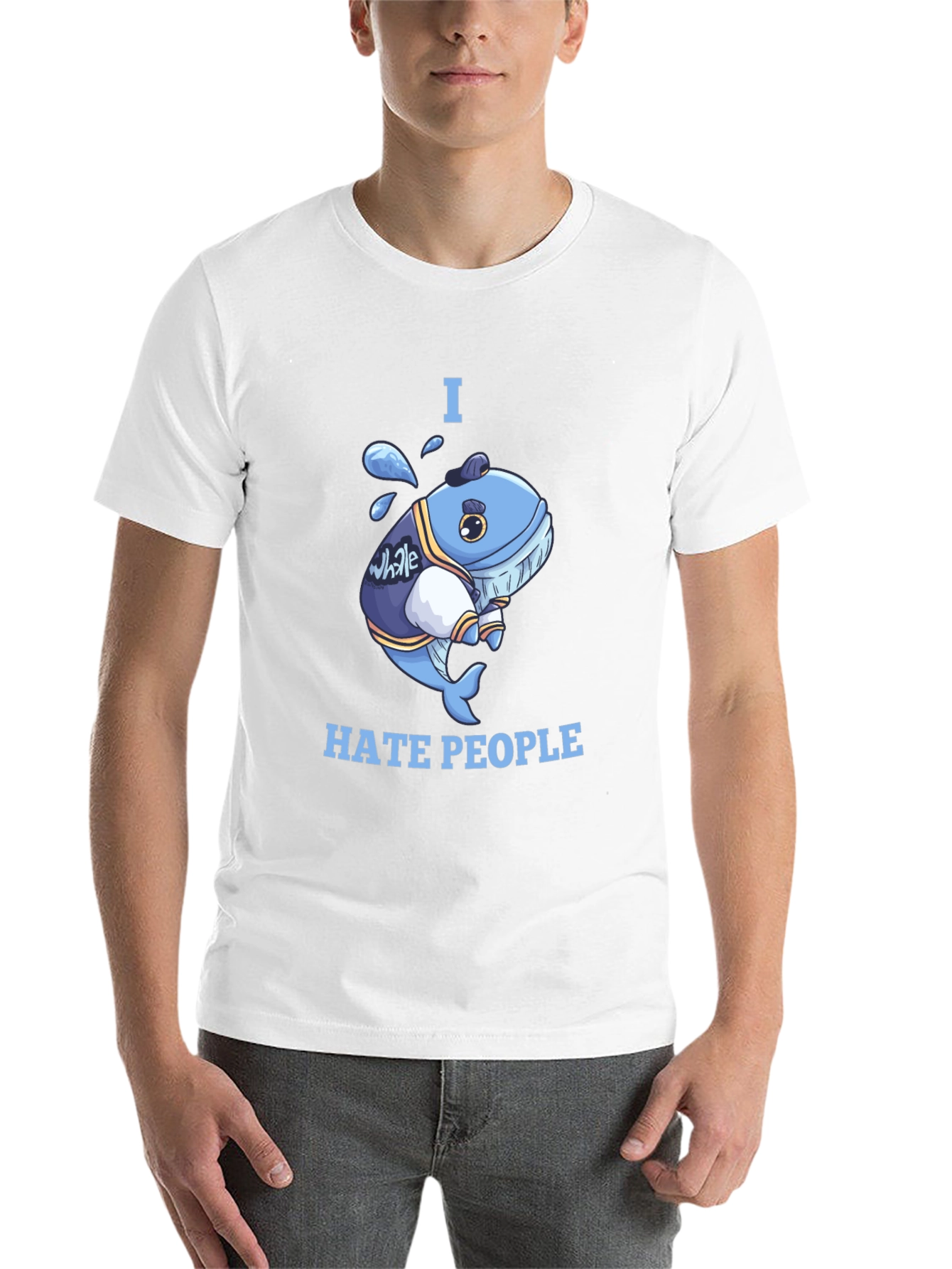Black I Hate People Whale T-Shirt view 14