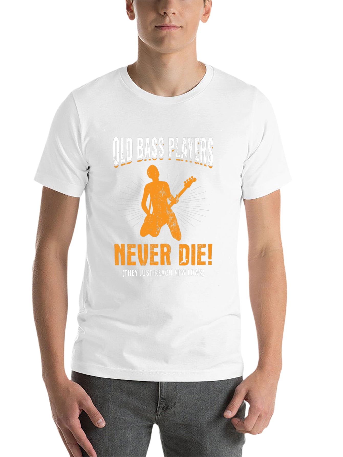 Black Old Bass Players Never Die T-Shirt view 14