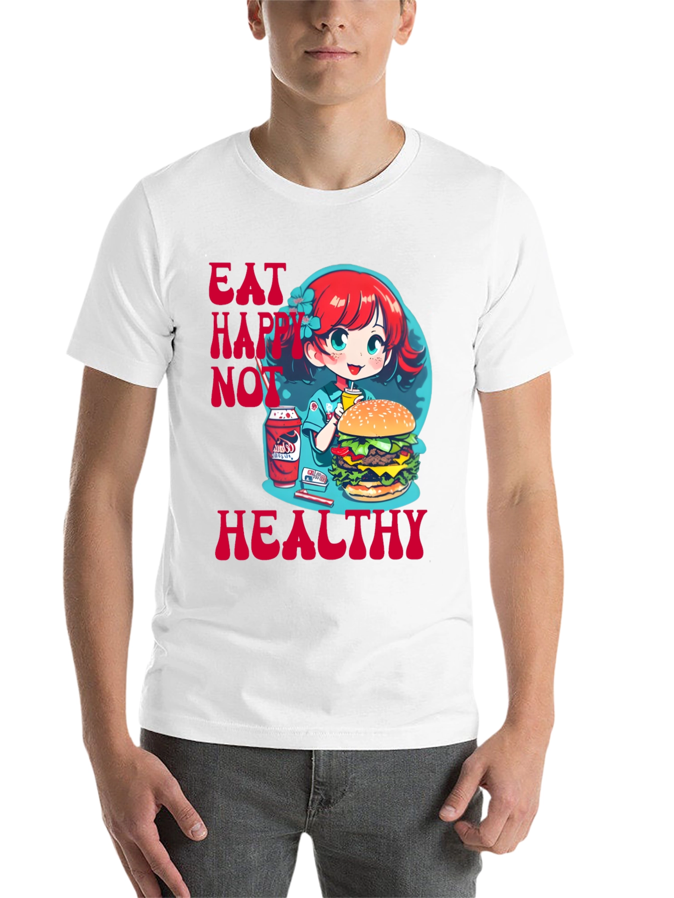 Black Eat Happy Not Healthy Graphic Tee view 14