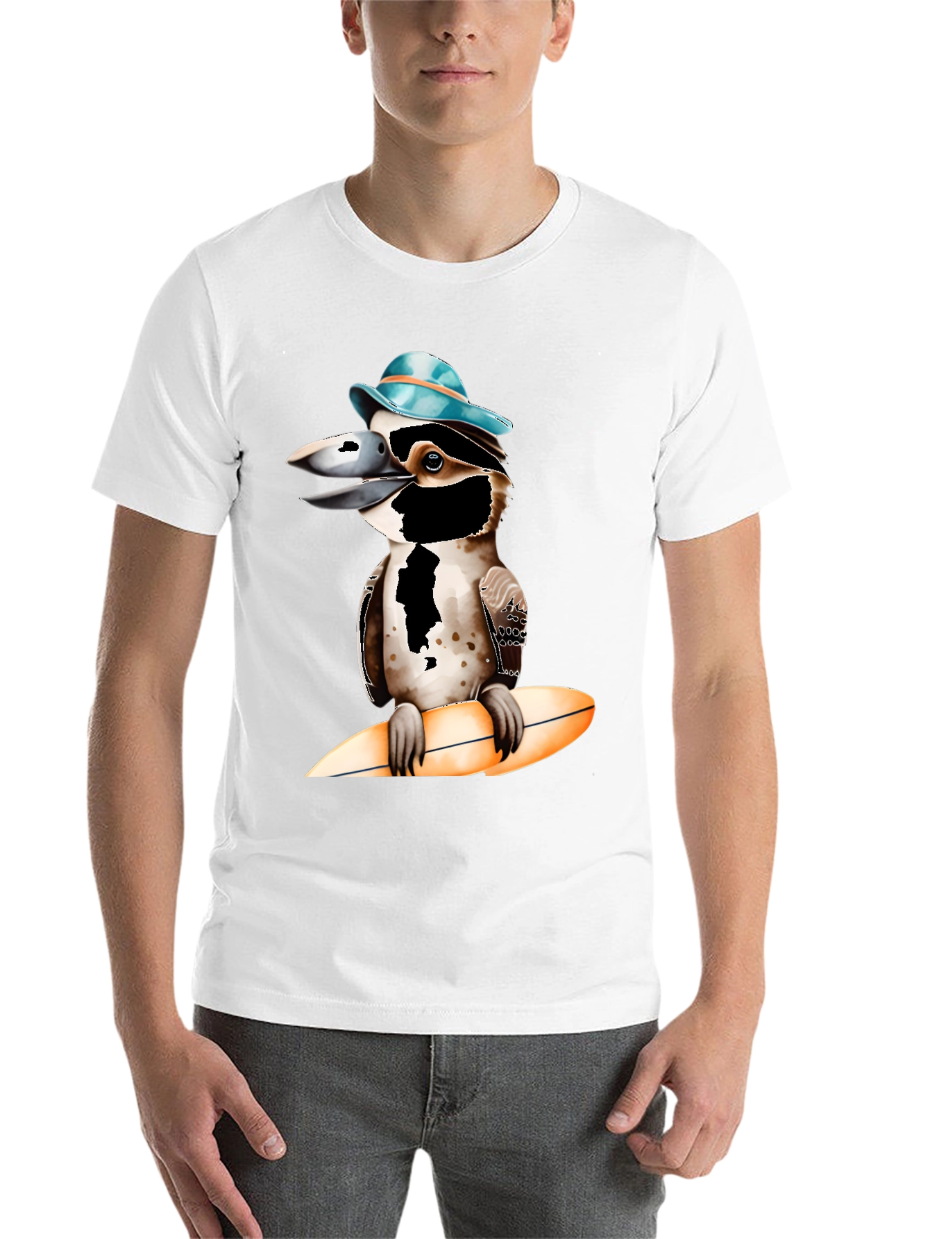 Black Kookaburra Surfer T-Shirt - Cool Bird Design view 14