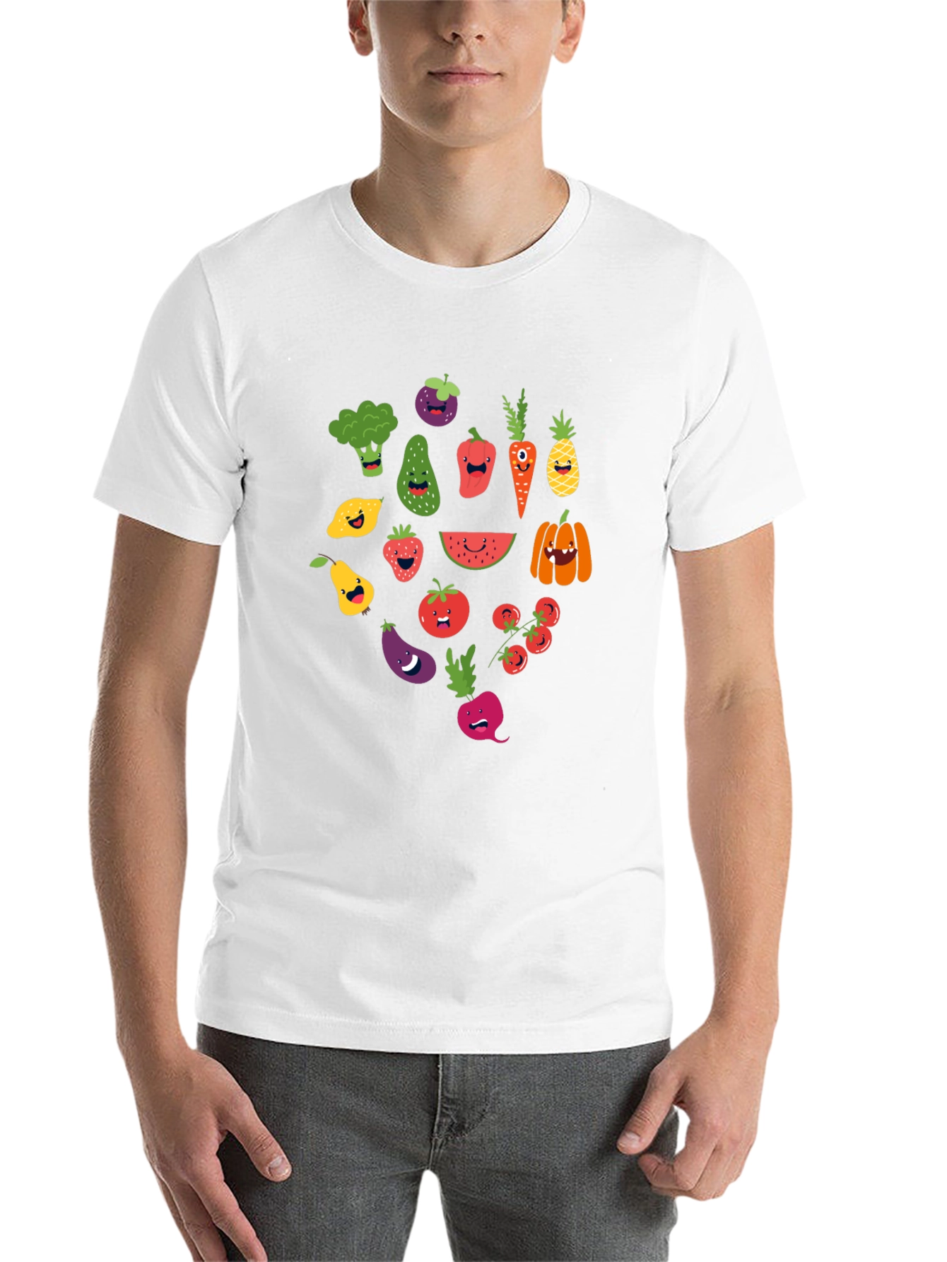 Black Whimsical Veggie T-Shirt - Fun Foodie Fashion view 14