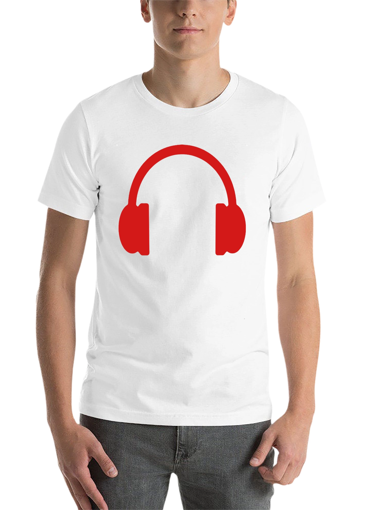 Black Red Headphone Graphic T-Shirt - Music Lover Tee view 14