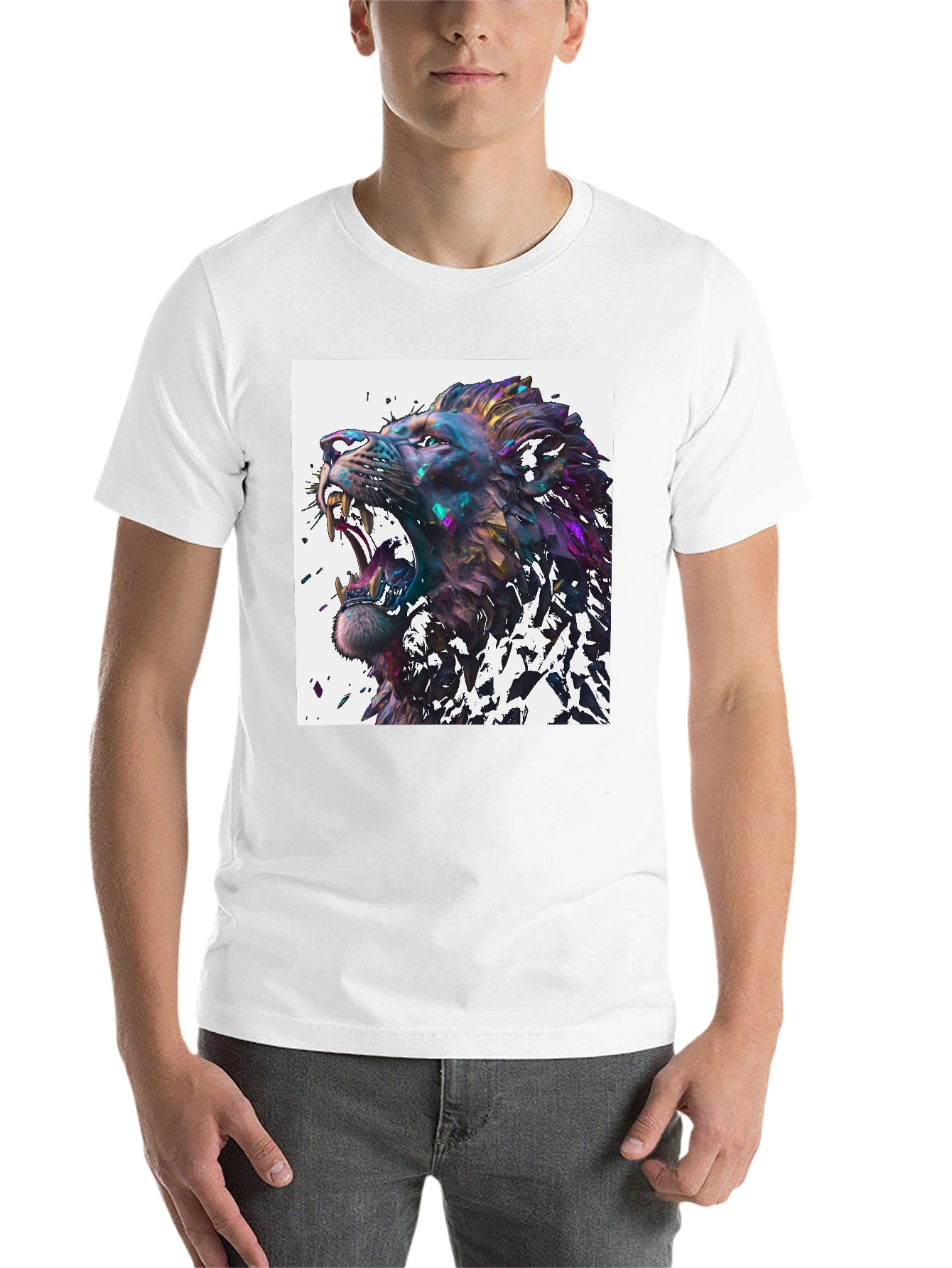 Black Roaring Lion Graphic Tee - Abstract Art Print view 14