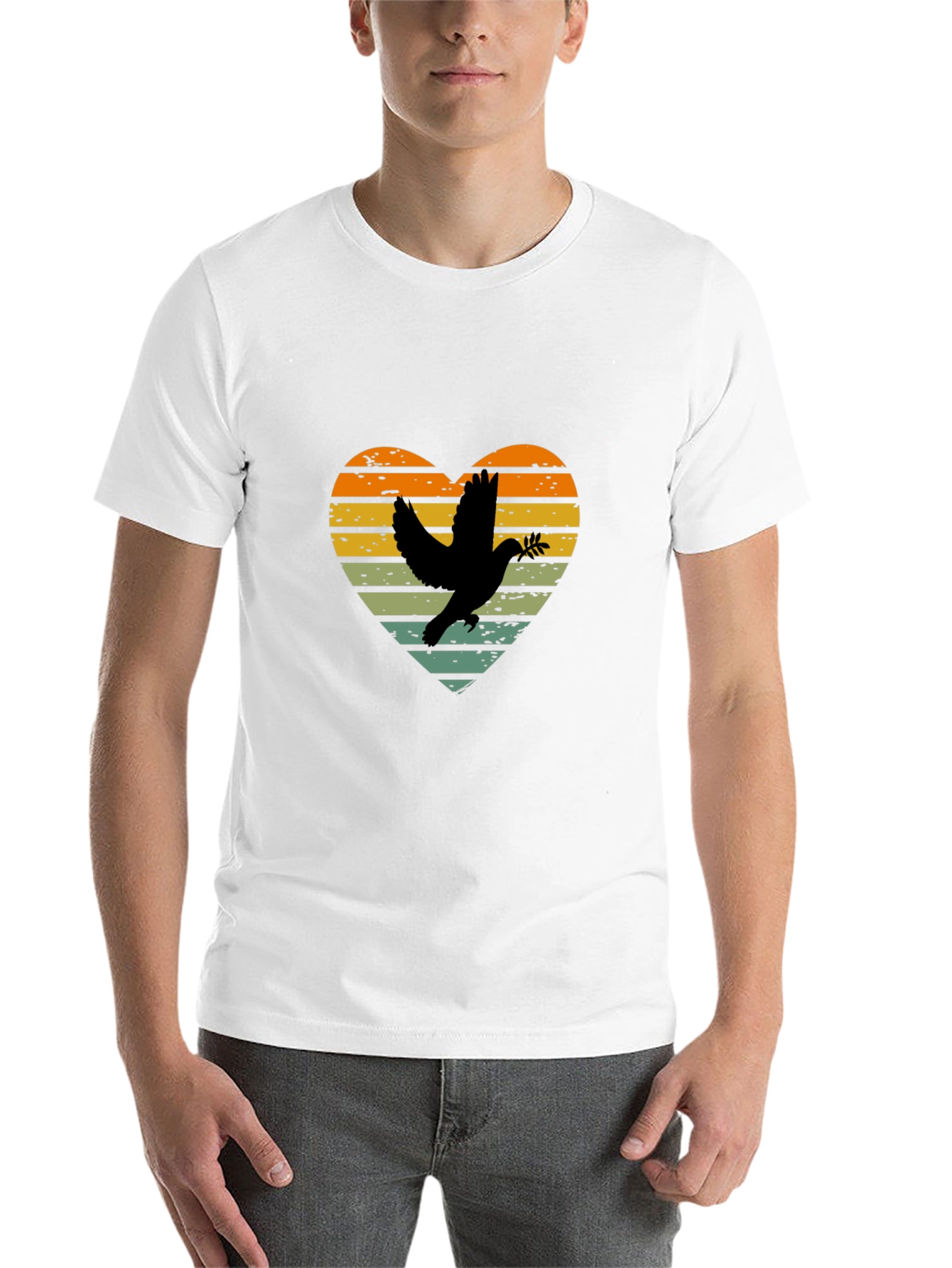 Dove Heart Graphic T-Shirt - Peace & Love Design - 14