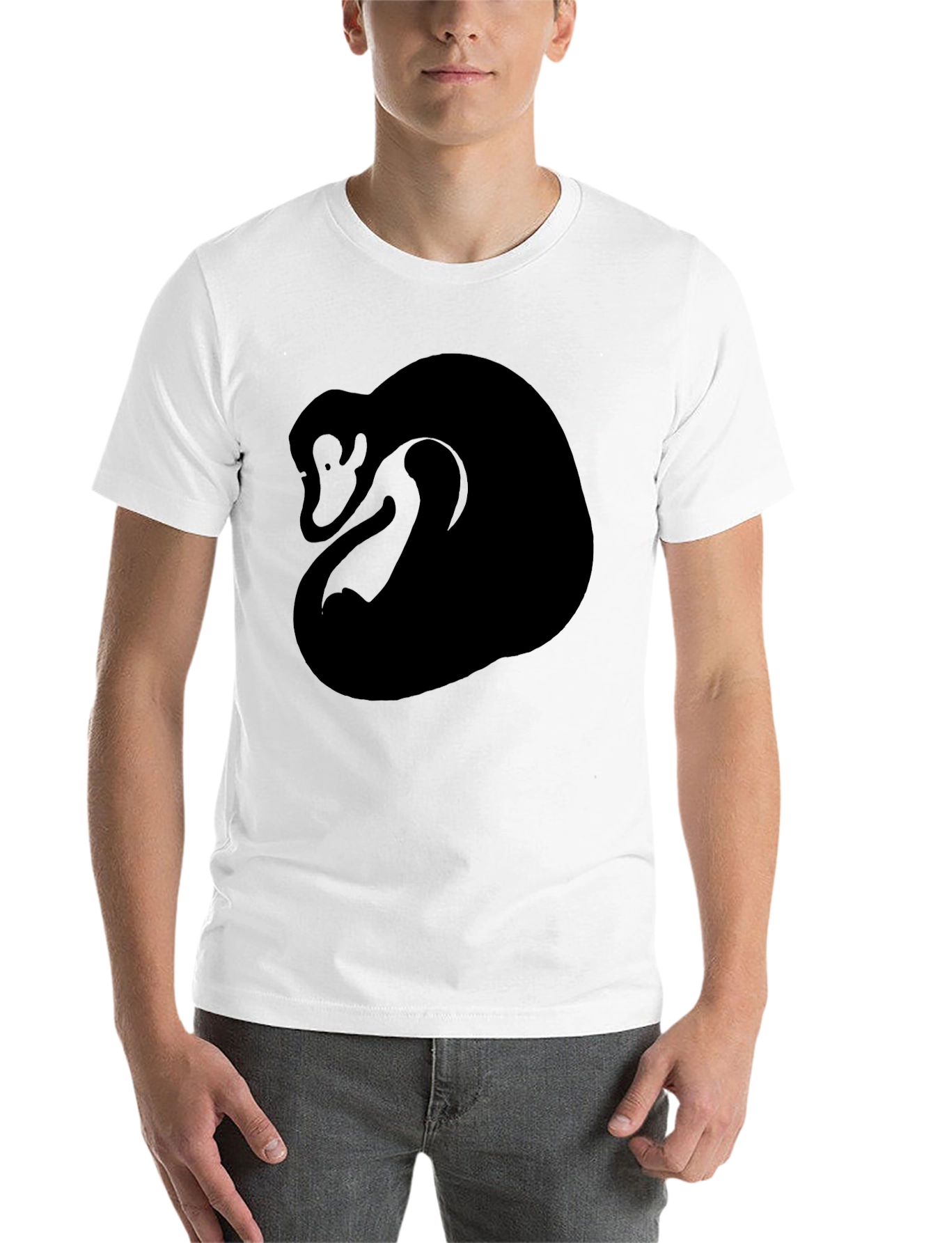 Black Abstract Monkey Graphic Tee - Black Cotton Blend view 14