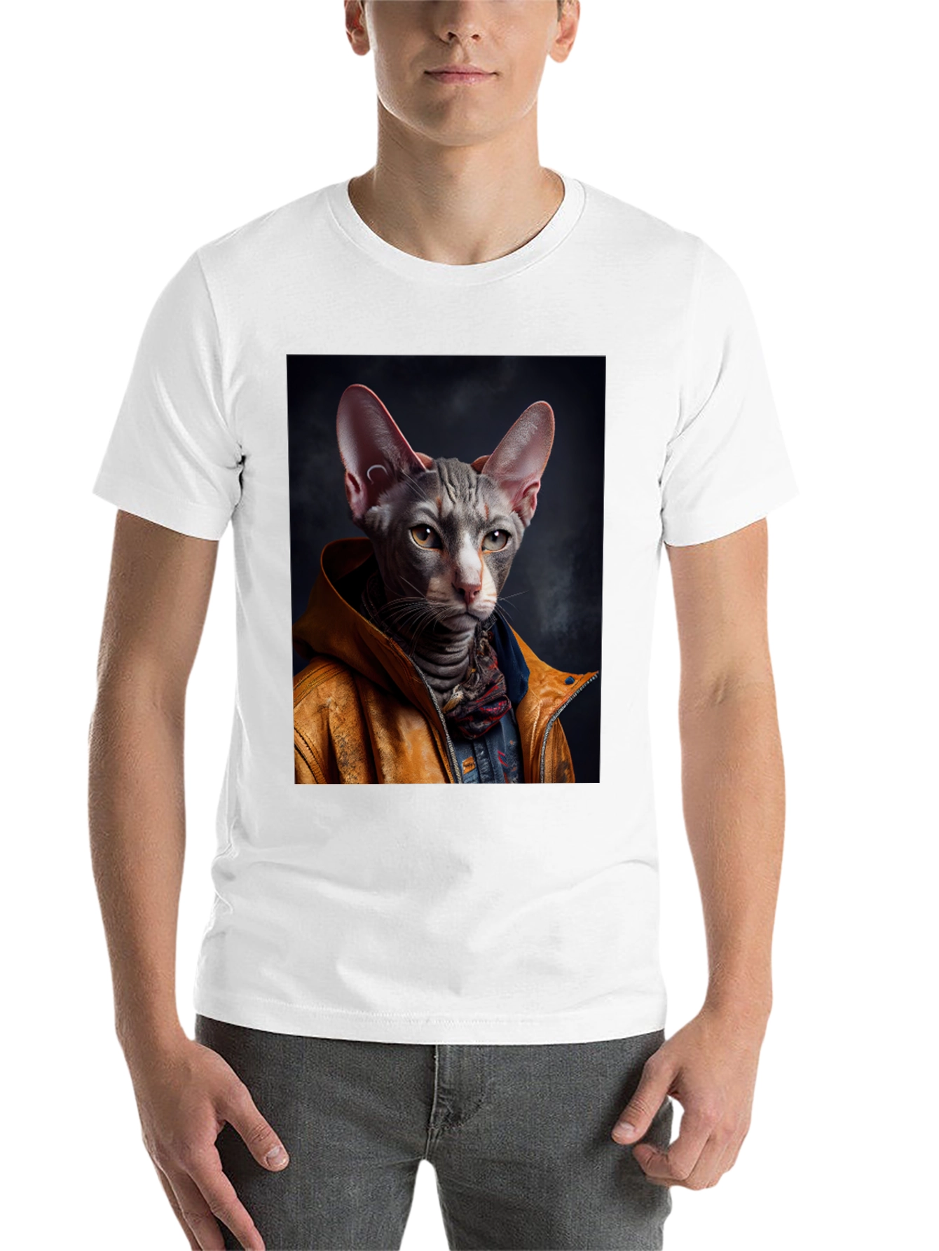 Black Cool Cat T-Shirt - Unique Graphic Tee view 14