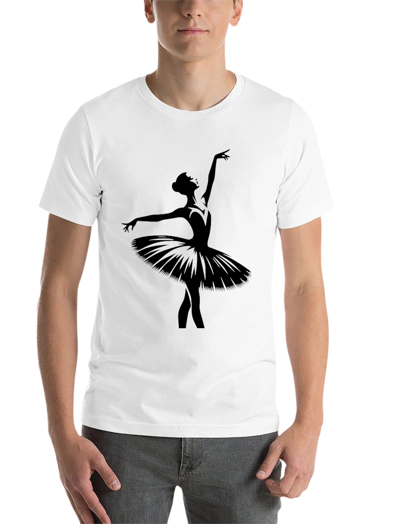 Black Ballerina Silhouette Graphic T-Shirt - Black view 14