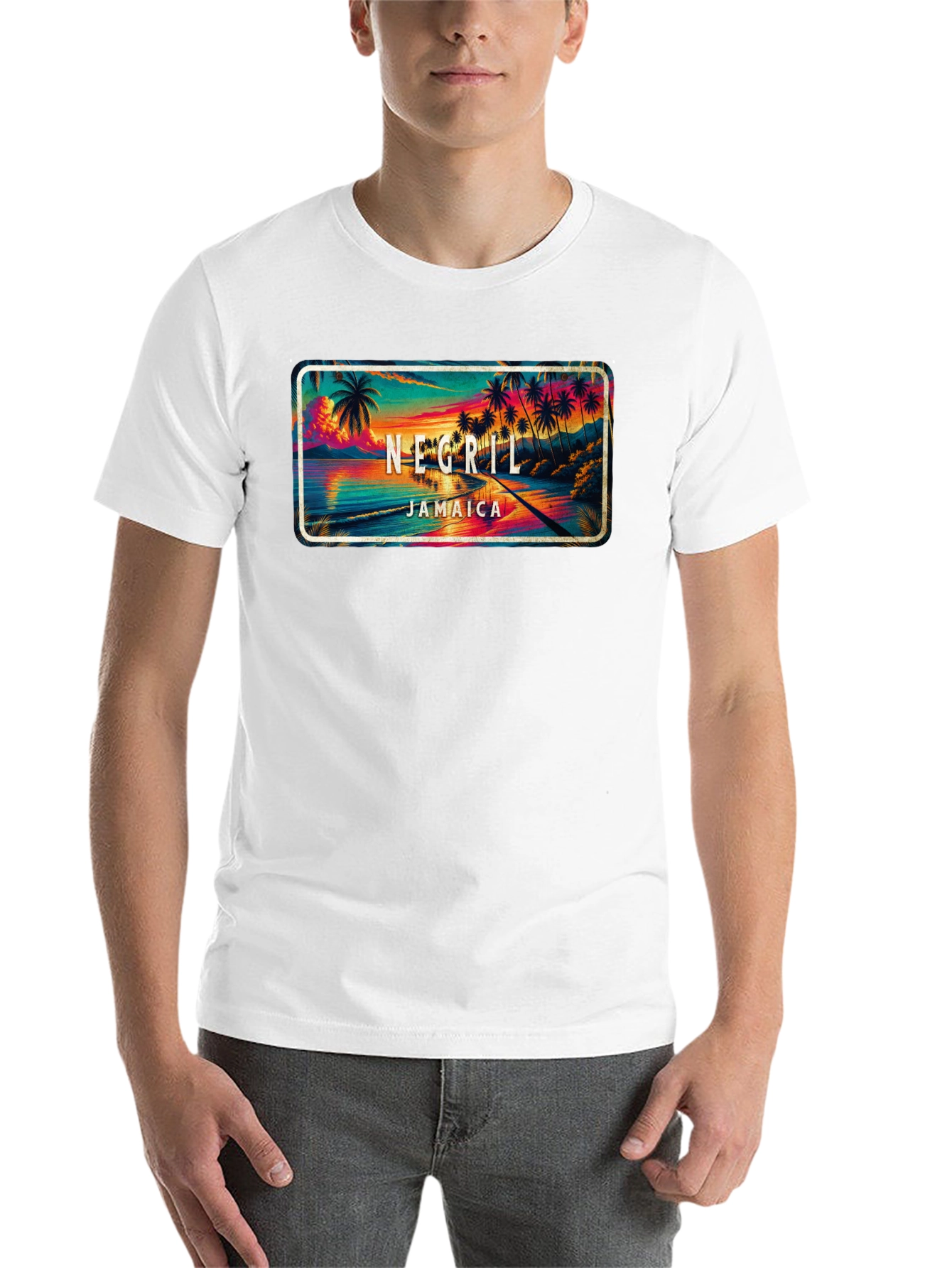Negril Jamaica Graphic T-Shirt - Tropical Beach Design - 14